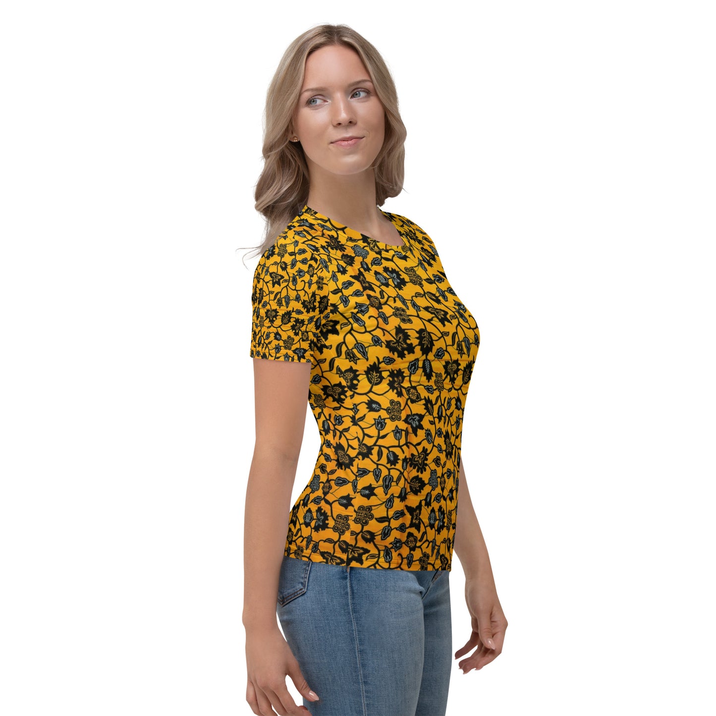 Yellow & Leaves Ankara Women's T-shirt