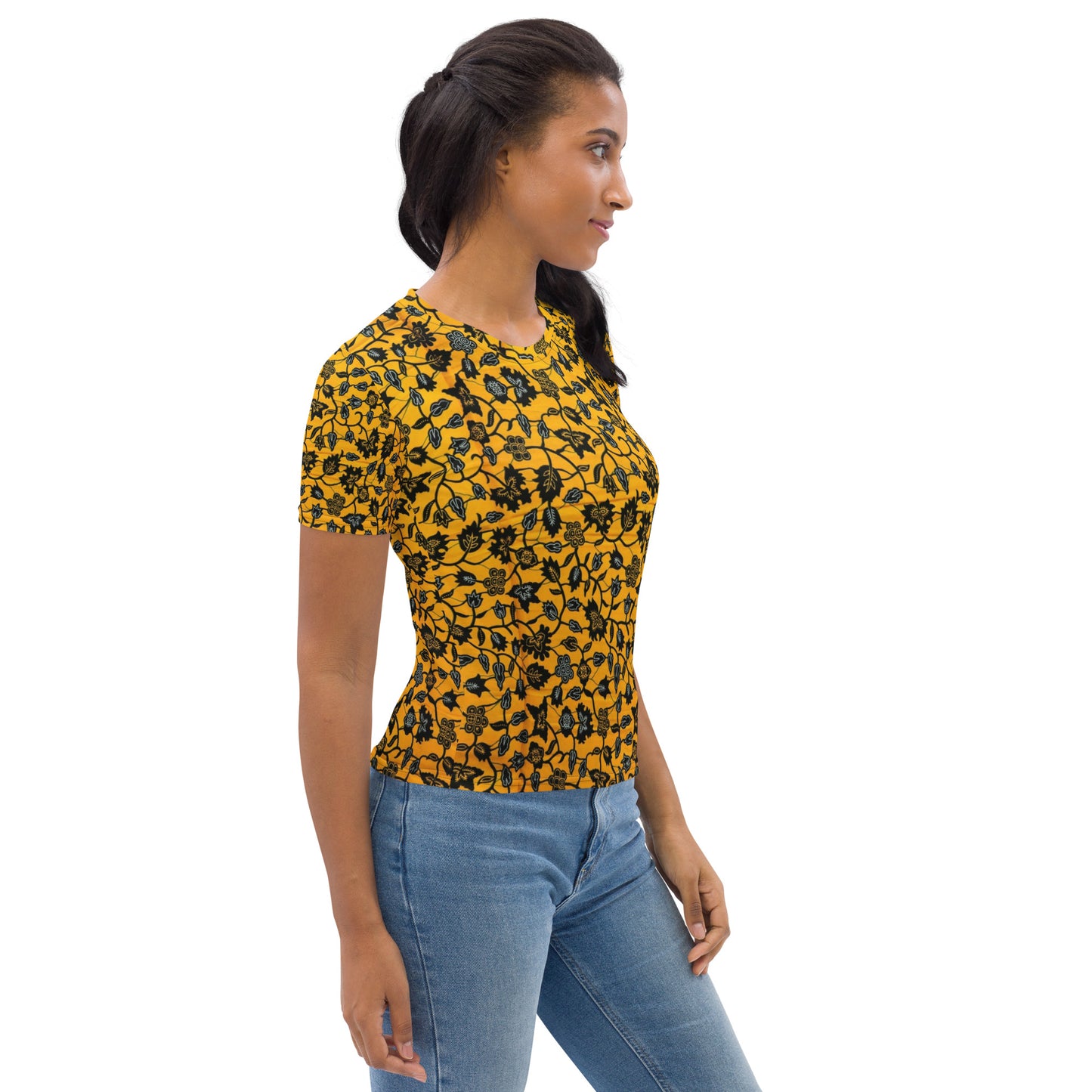 Yellow & Leaves Ankara Women's T-shirt