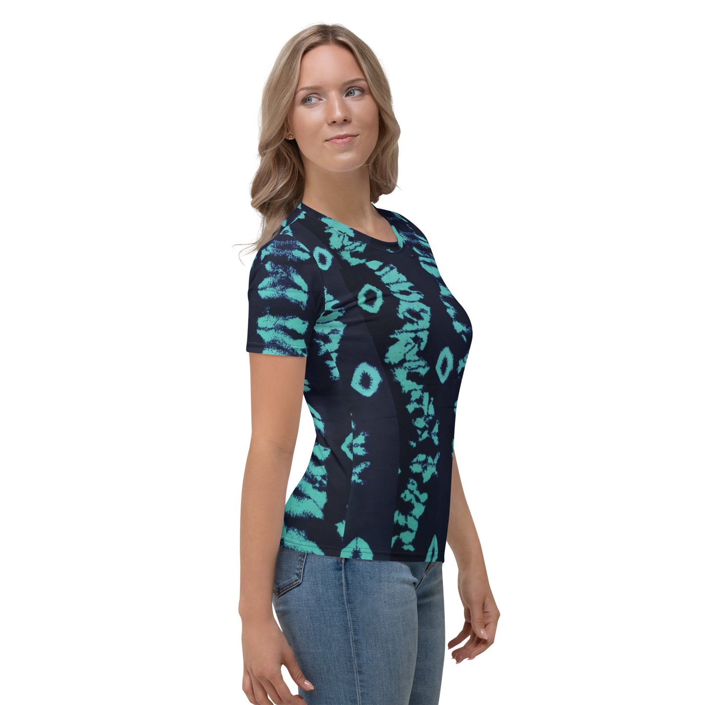 Turquoise Adire Ankara Women's T-shirt