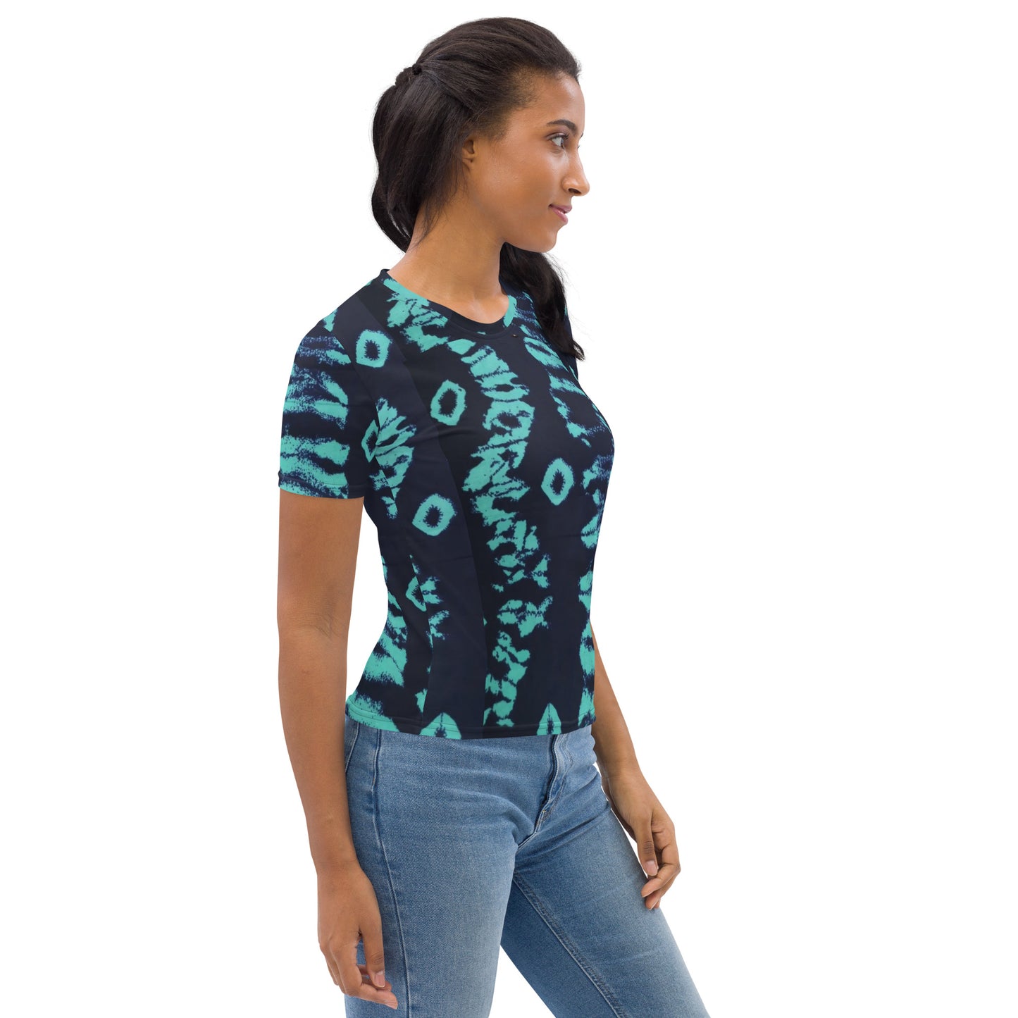 Turquoise Adire Ankara Women's T-shirt