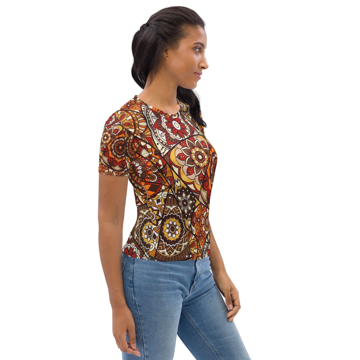 Multicolour Brown Ankara Women's T-shirt