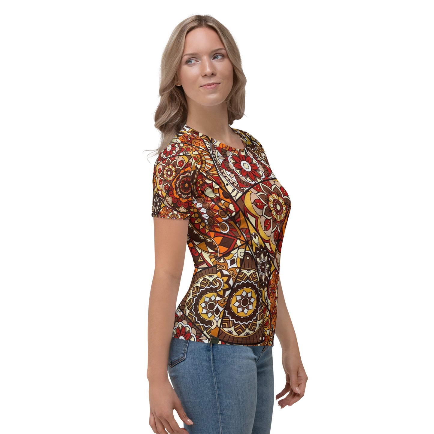 Multicolour Brown Ankara Women's T-shirt