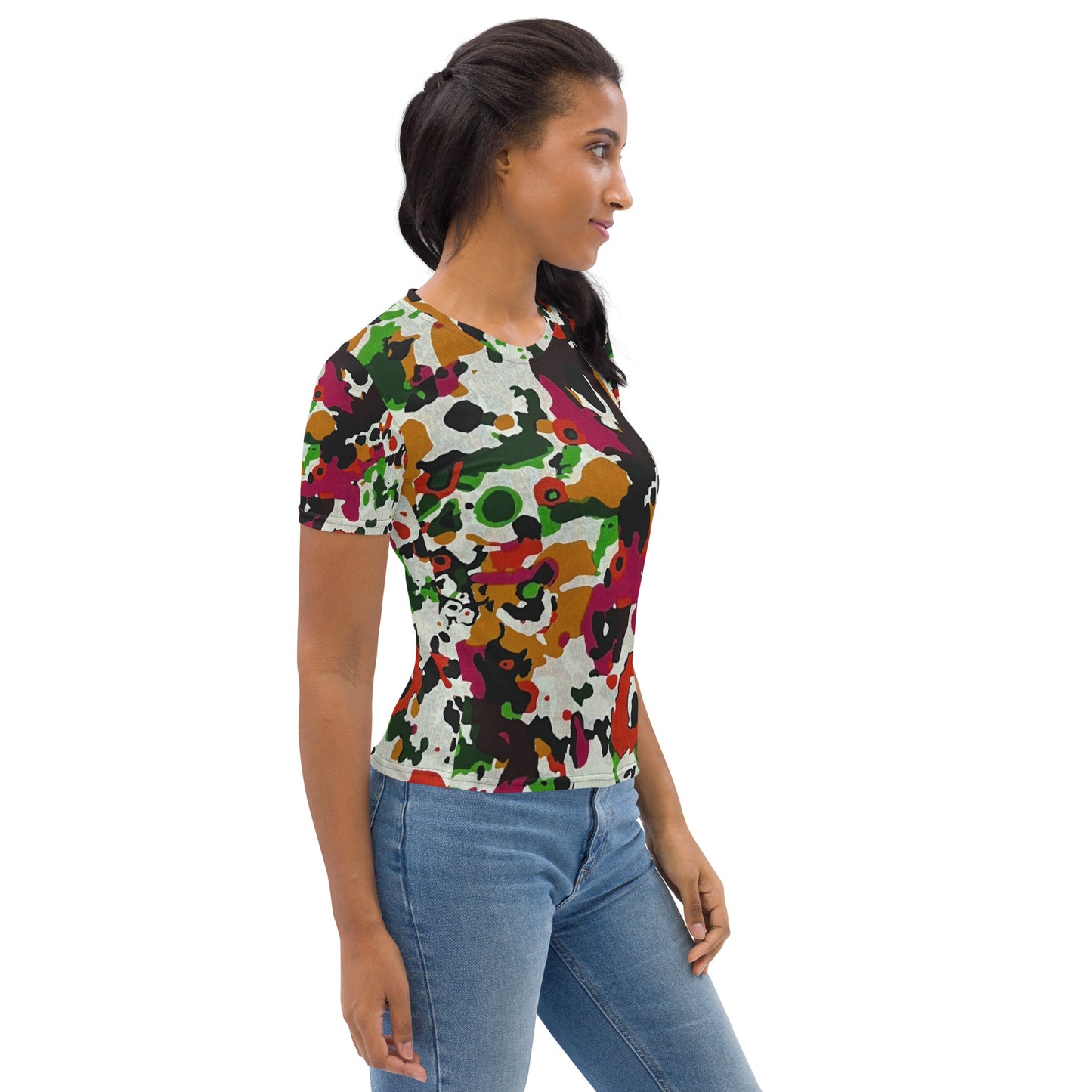 Multicolour Paint Ankara Women's T-shirt