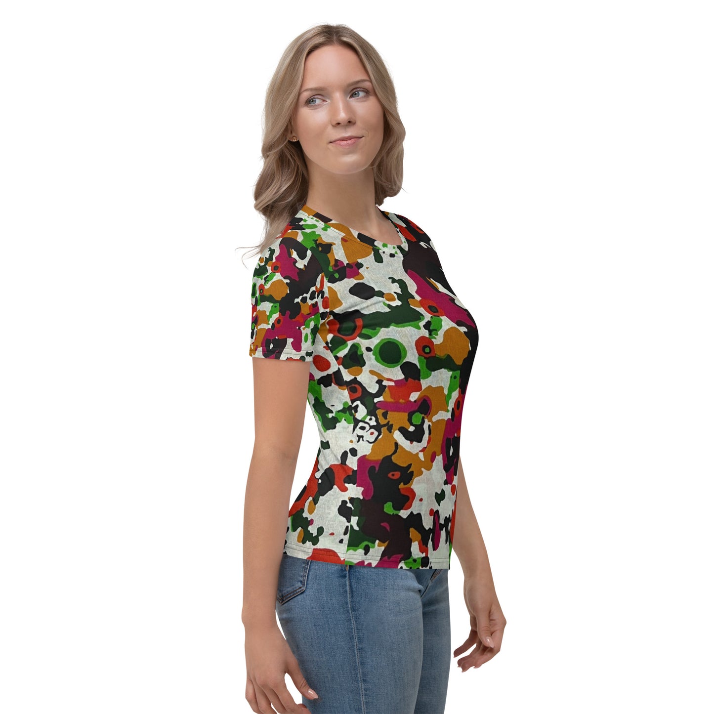 Multicolour Paint Ankara Women's T-shirt