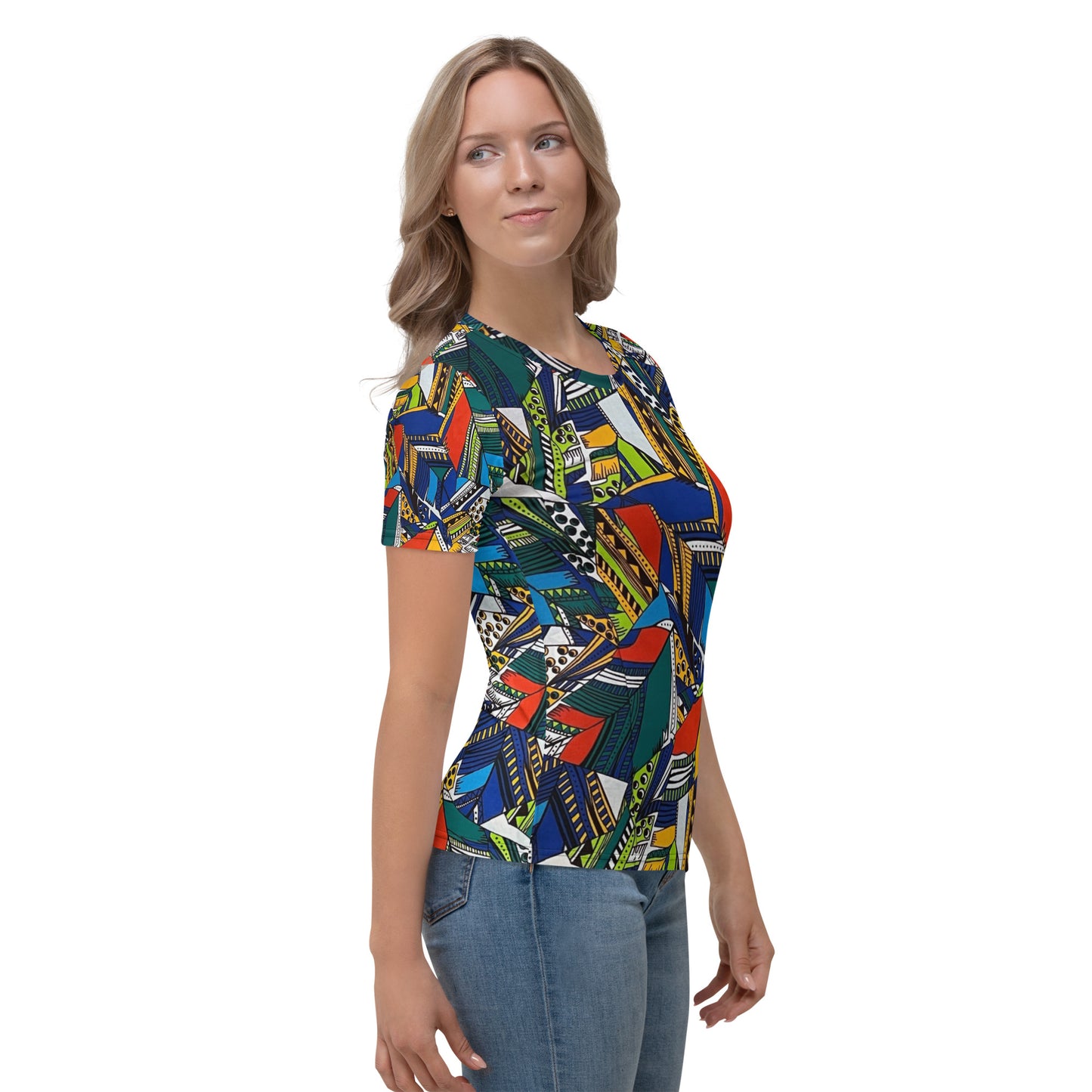 Multicolour Shapes Ankara Women's T-shirt