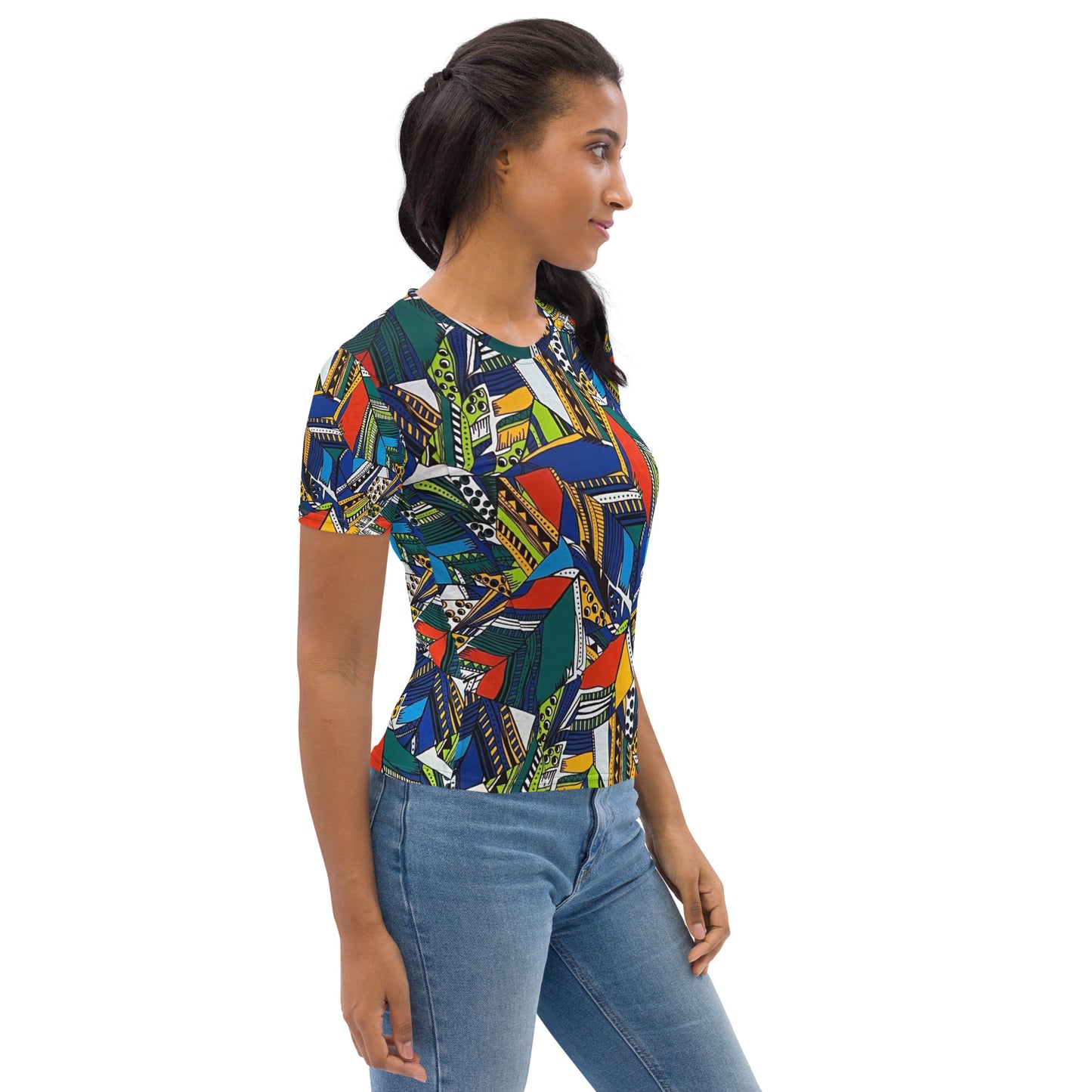 Multicolour Shapes Ankara Women's T-shirt