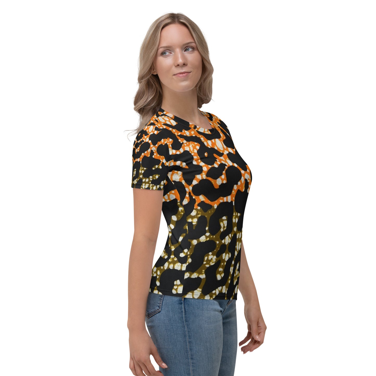 Green Orange Leopard Ankara Women's T-shirt