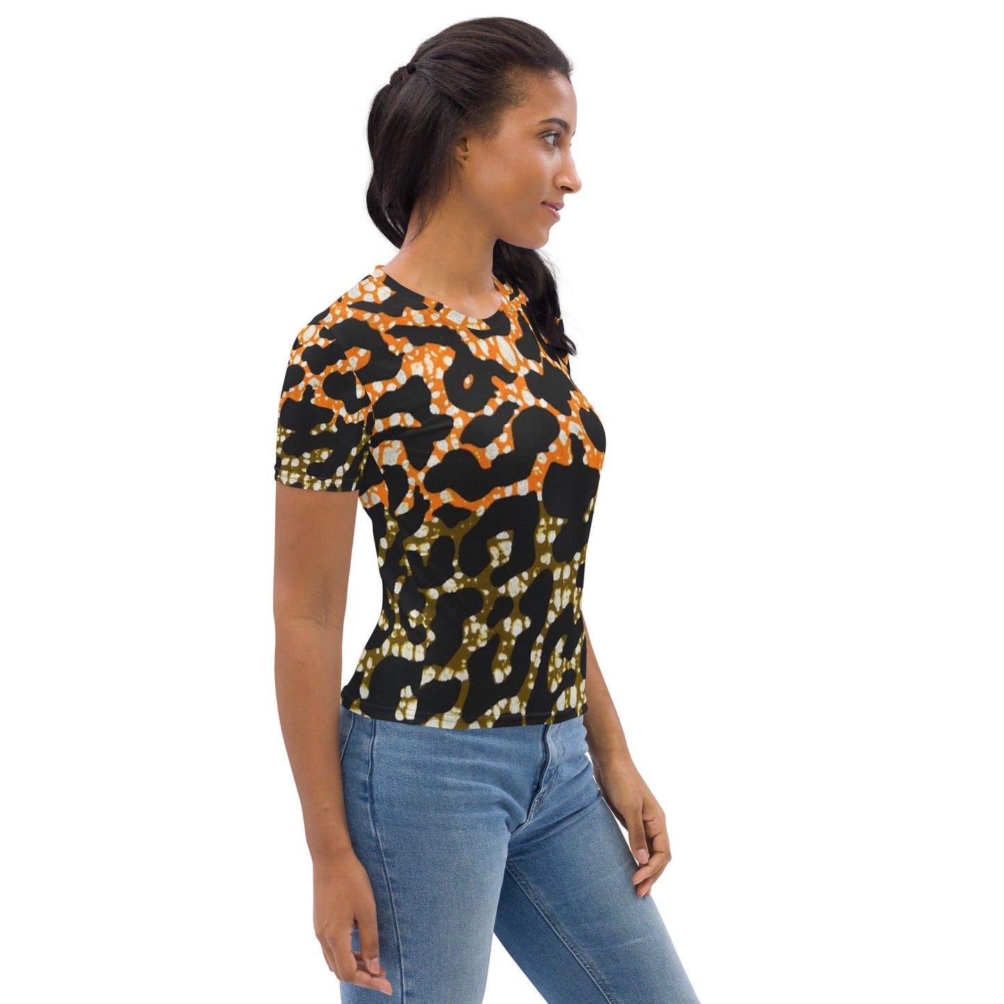 Green Orange Leopard Ankara Women's T-shirt