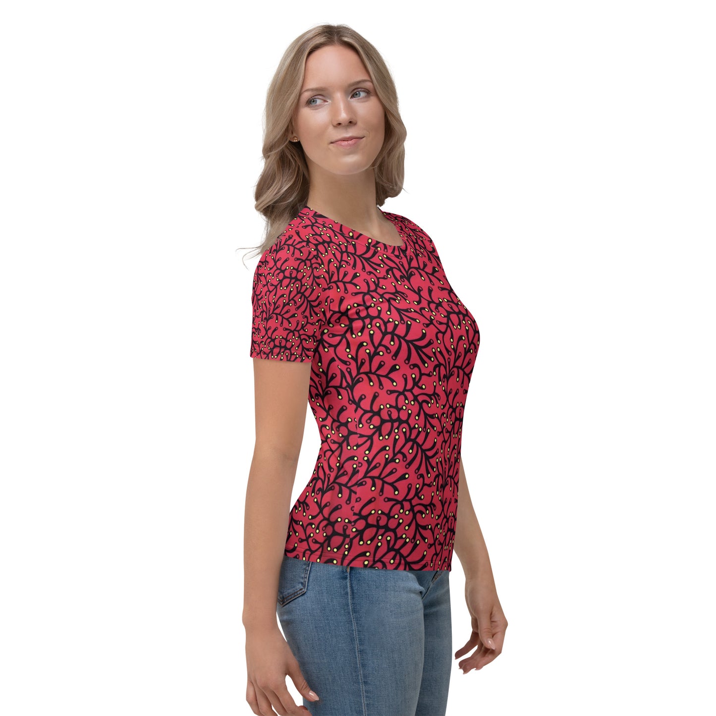 Red Yellow Polka Dots African Print Ankara Women's T-shirt