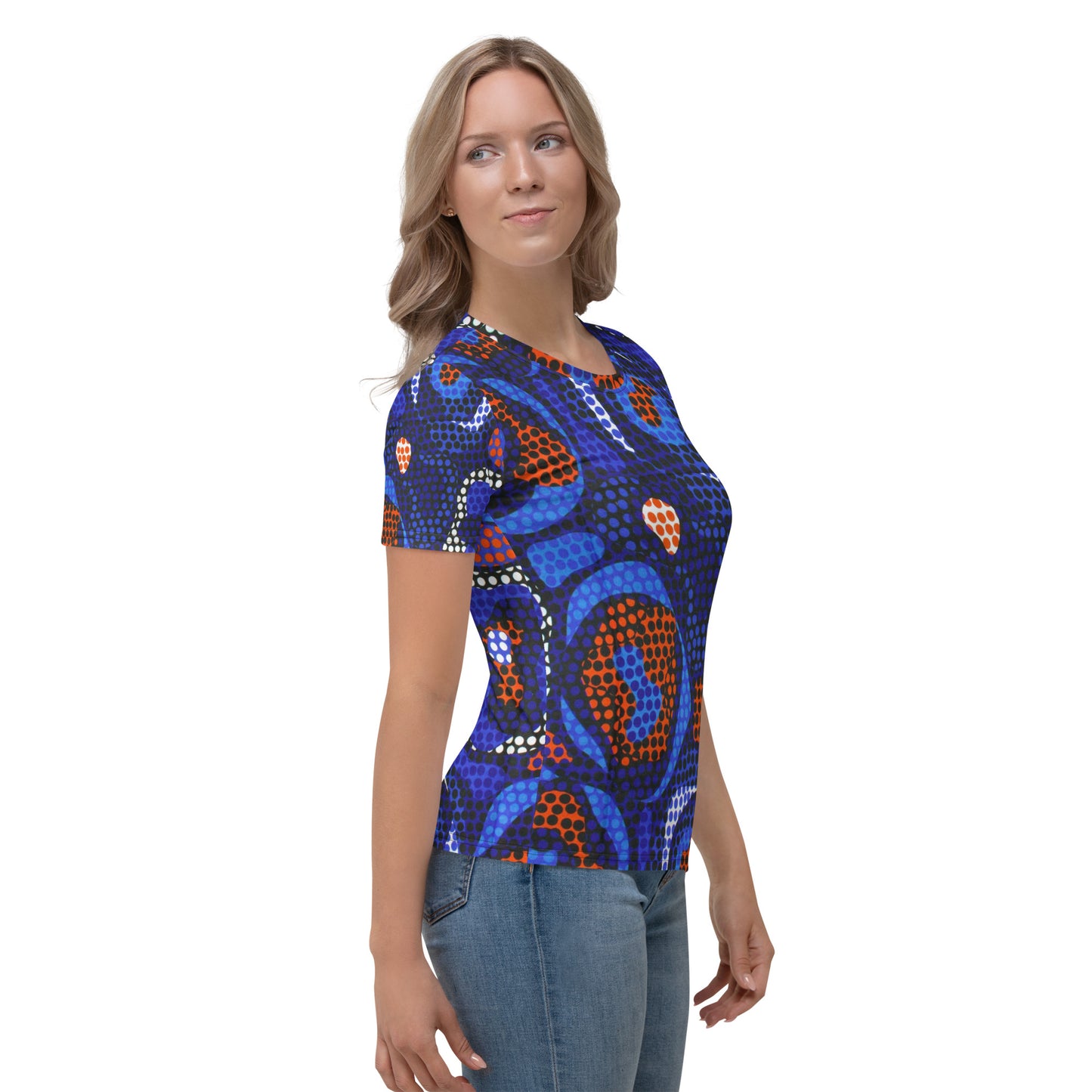 Blue Orange Abstract Ankara Women's T-shirt