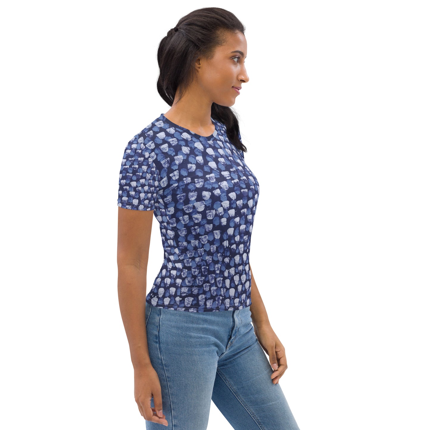 Blue Dotted Adire Women's T-shirt