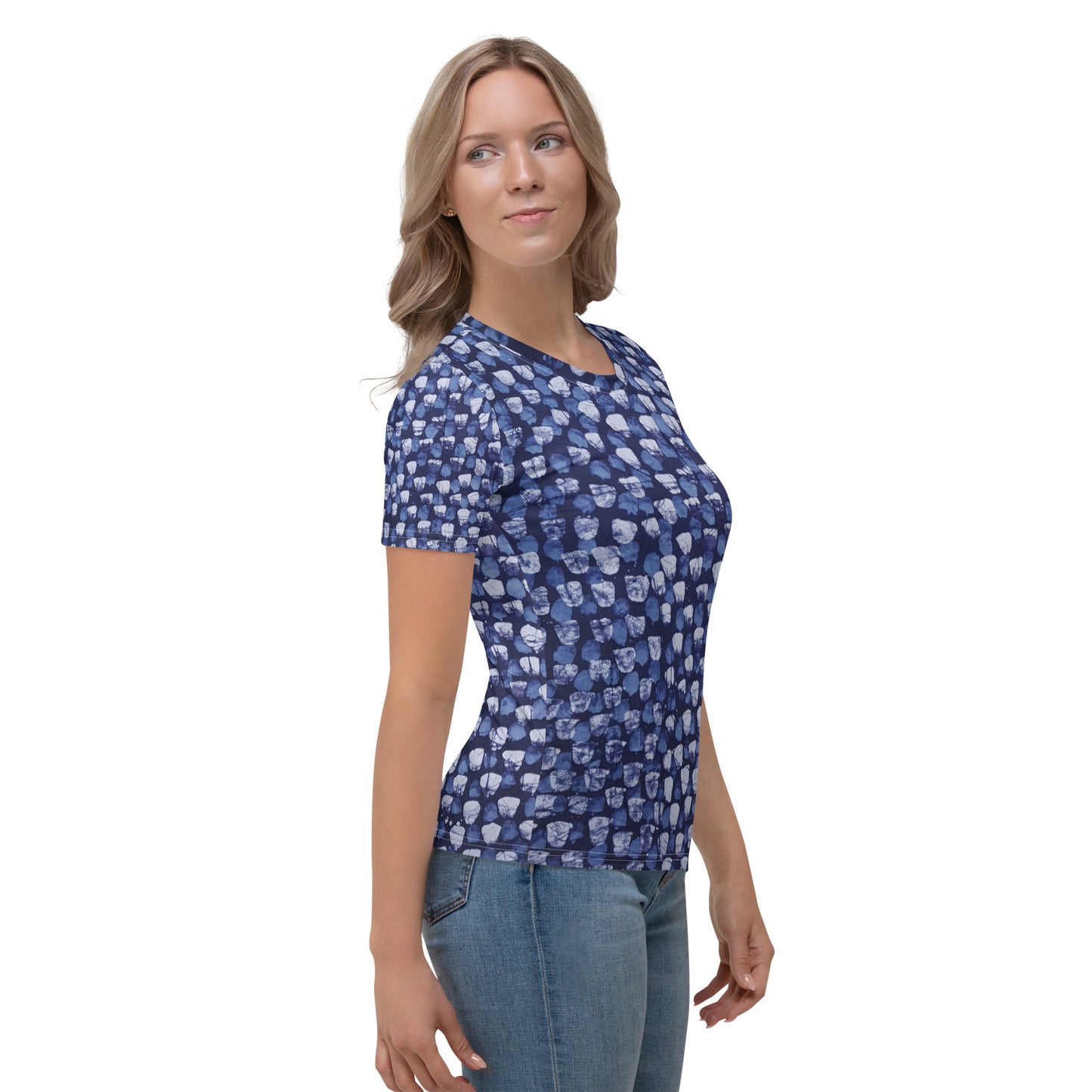 Blue Dotted Adire Women's T-shirt