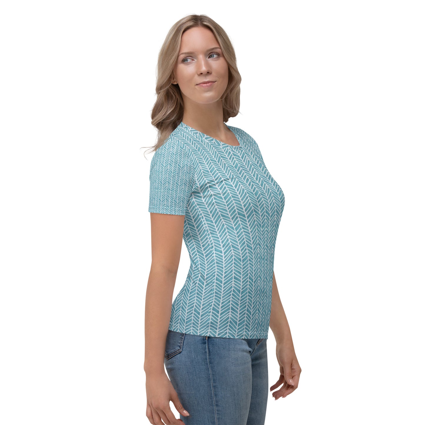 Aqua Chevron Adire Women's T-shirt