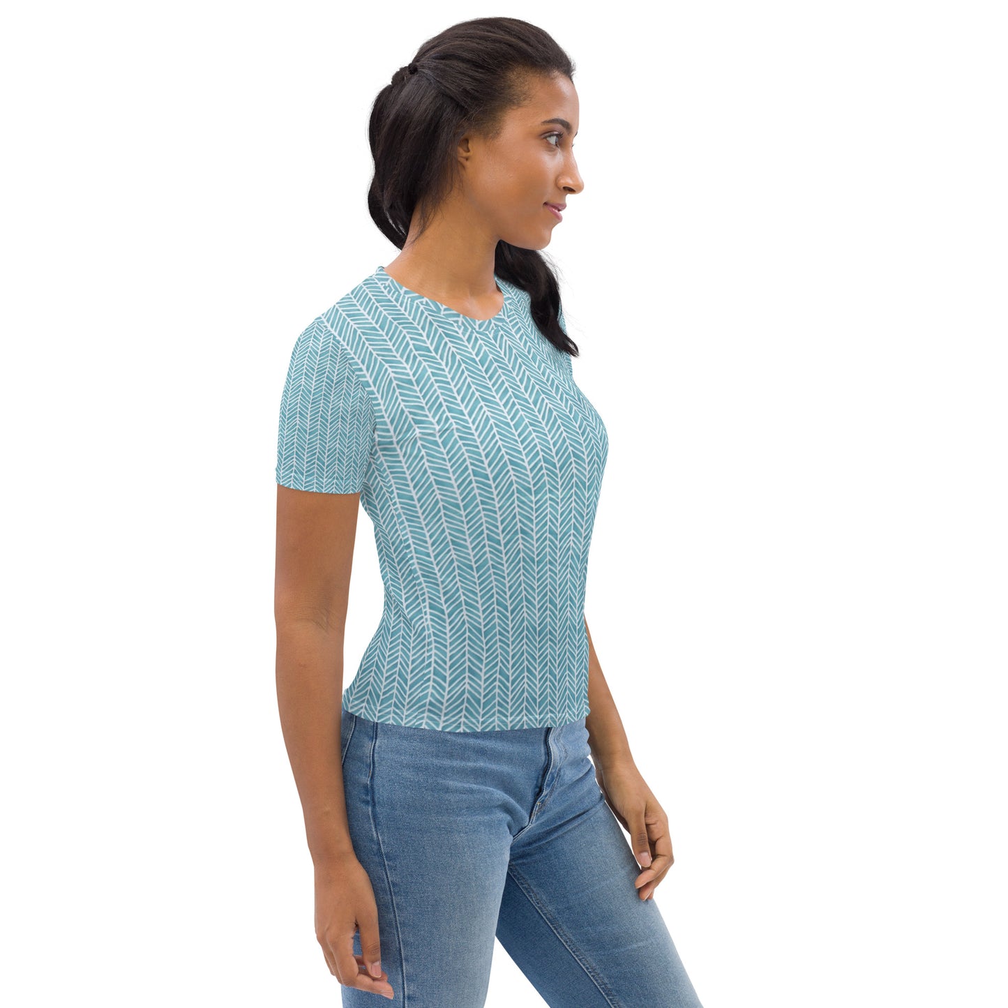 Aqua Chevron Adire Women's T-shirt