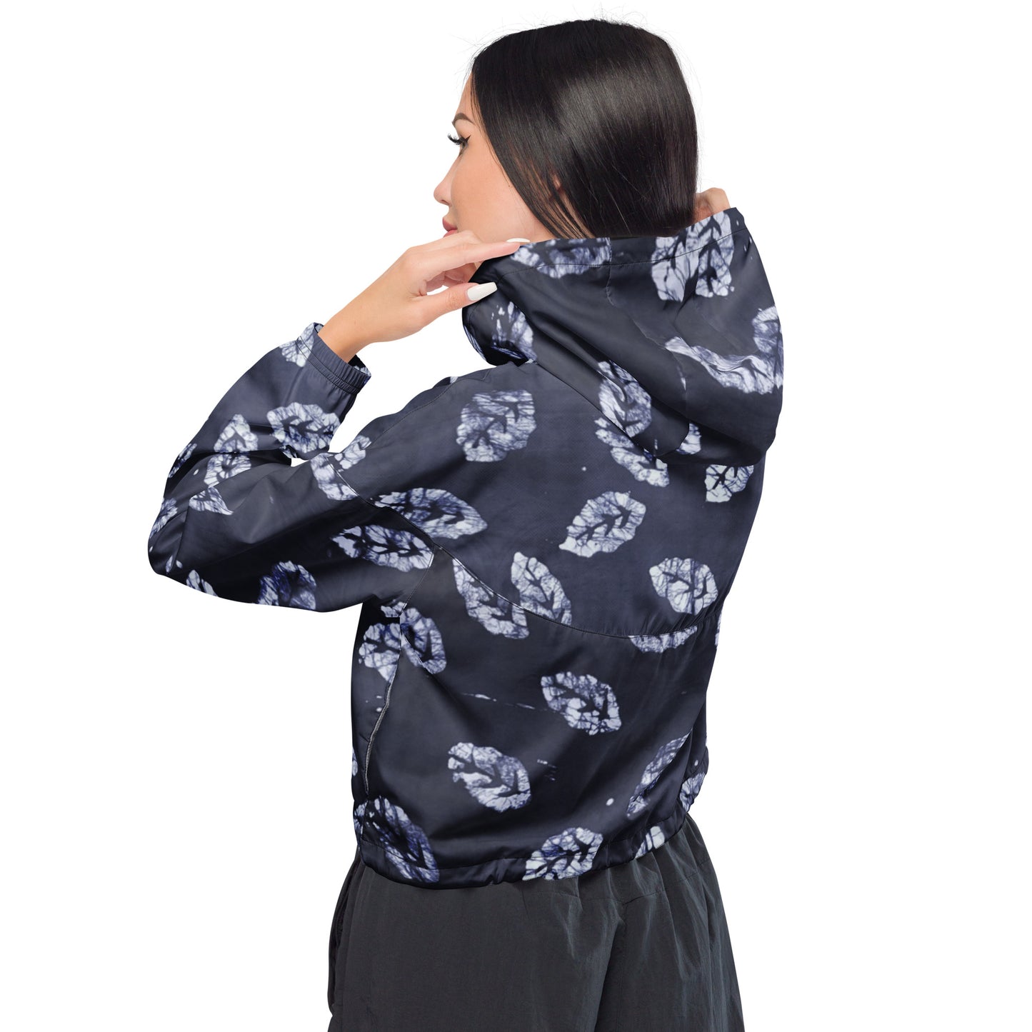 Indigo Leaf Women’s Cropped Windbreaker