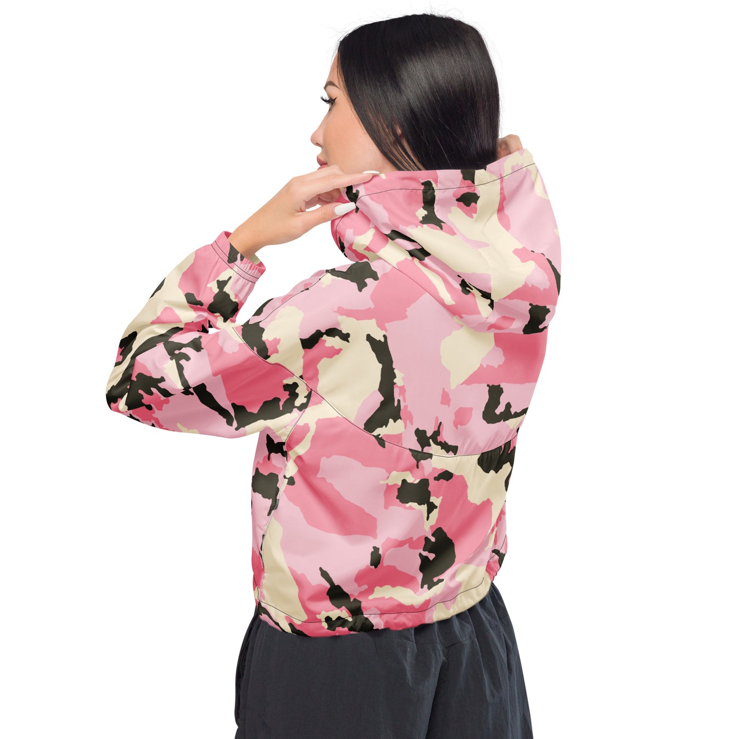 Pink Camo Women’s Cropped Windbreaker