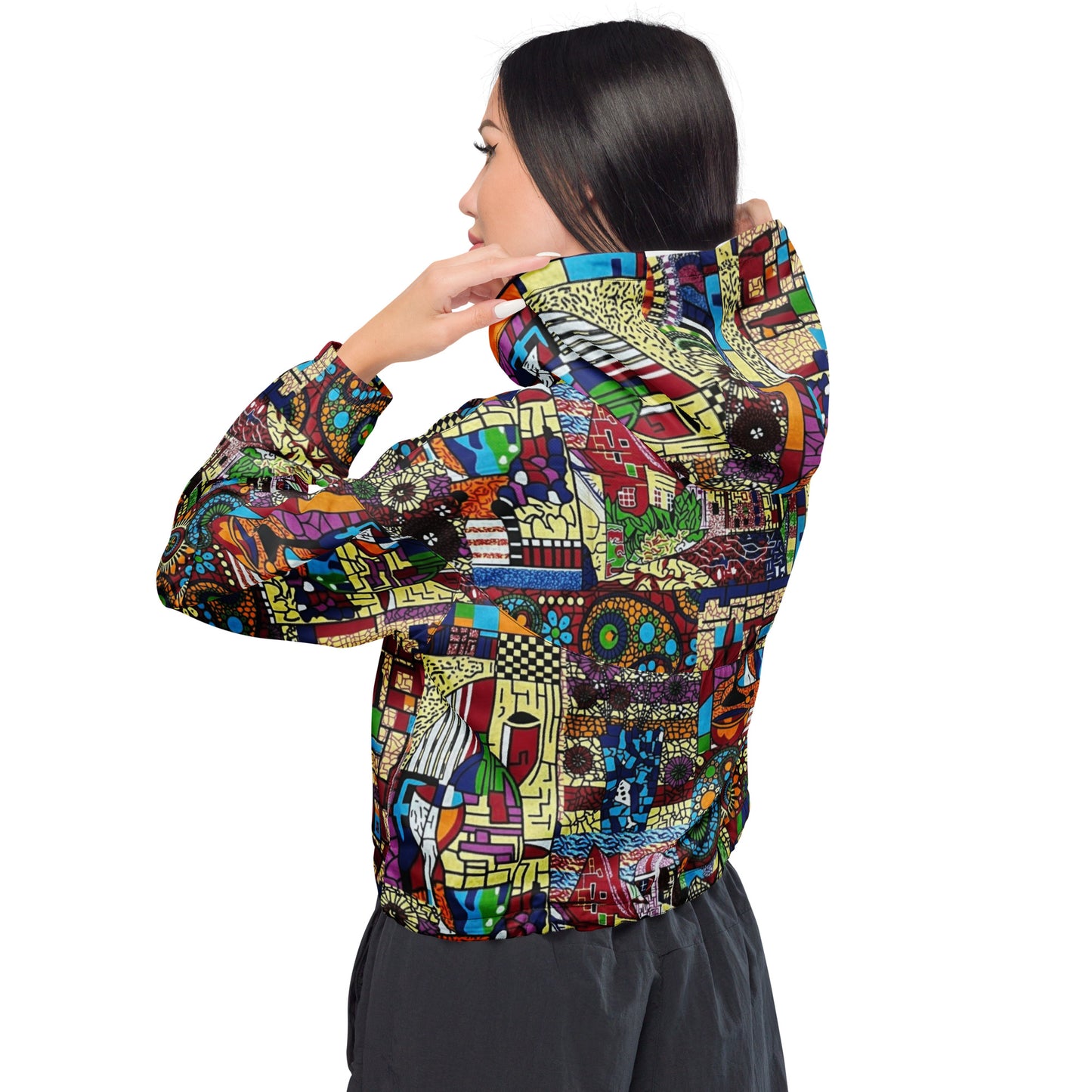 Colourful Artsy Women’s Cropped Windbreaker