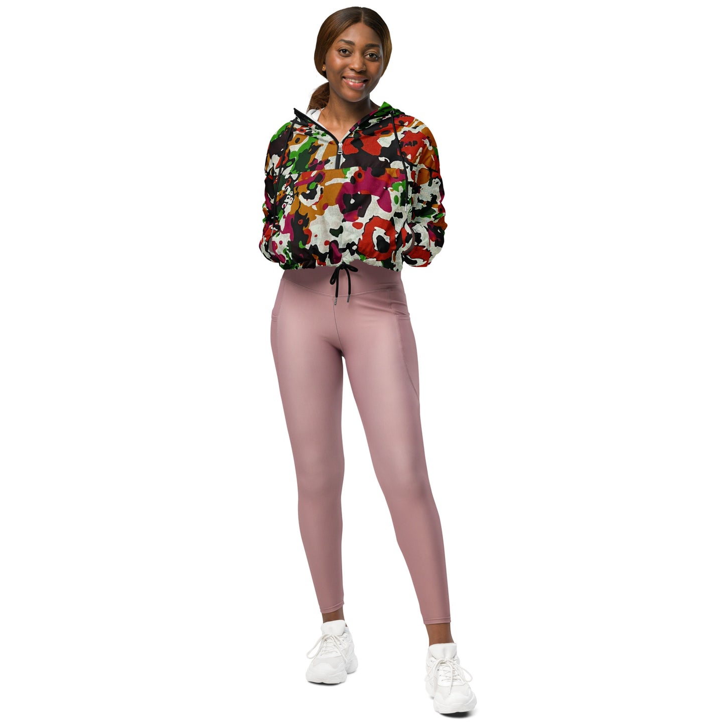 Multicolour Paint Ankara Women’s Cropped Windbreaker