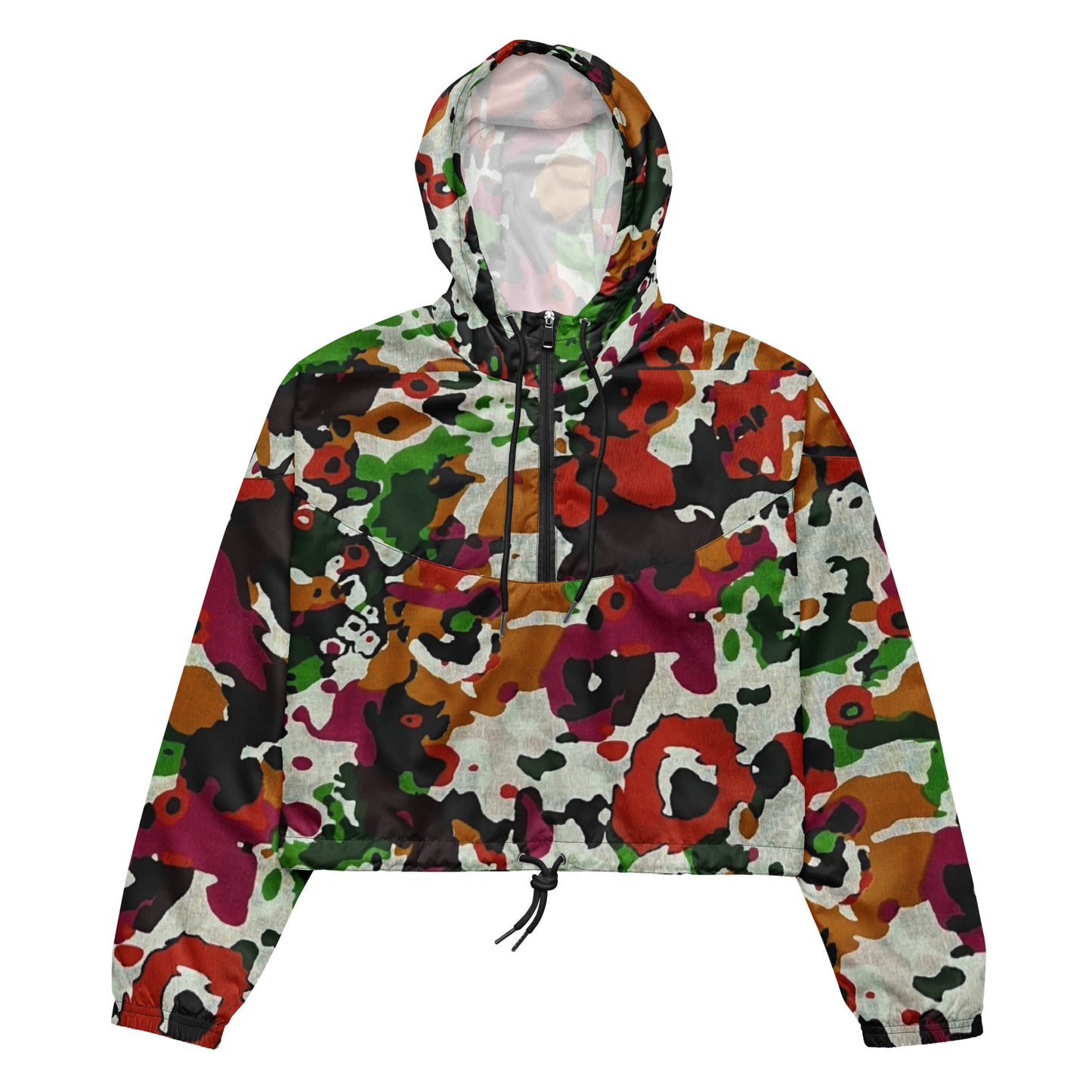 Multicolour Paint Ankara Women’s Cropped Windbreaker