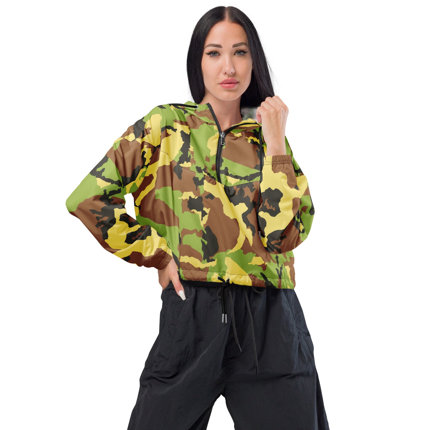 Camo Green Women’s Cropped Windbreaker