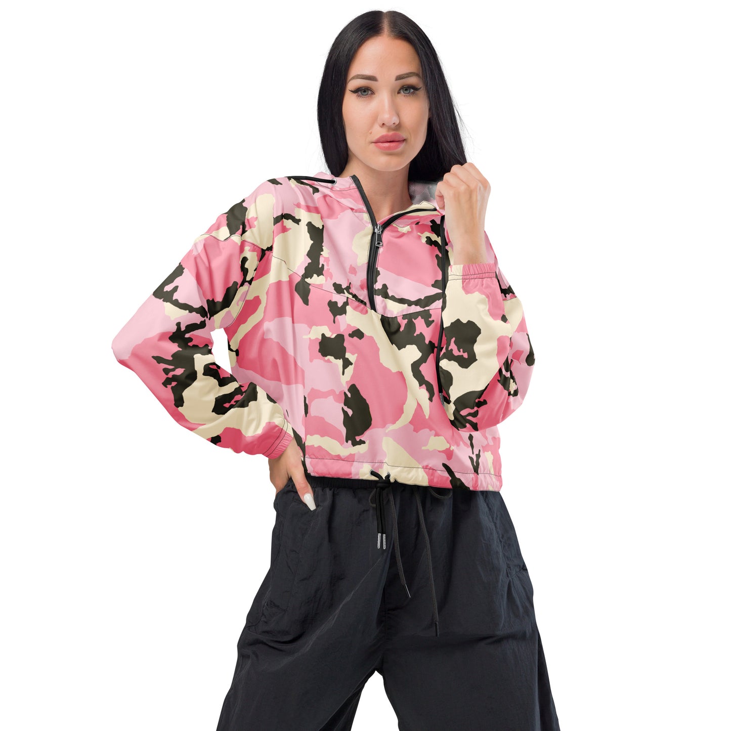 Pink Camo Women’s Cropped Windbreaker