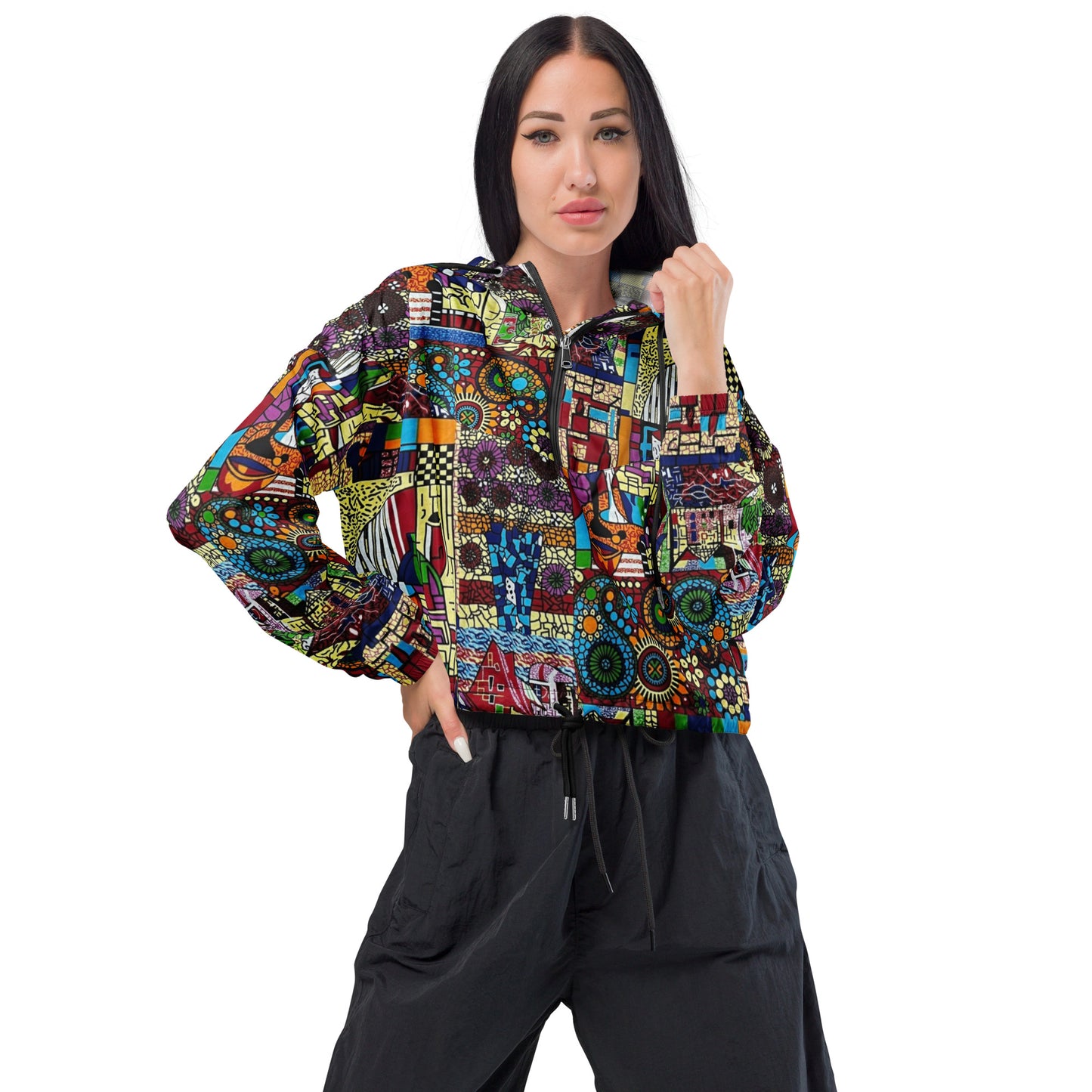 Colourful Artsy Women’s Cropped Windbreaker