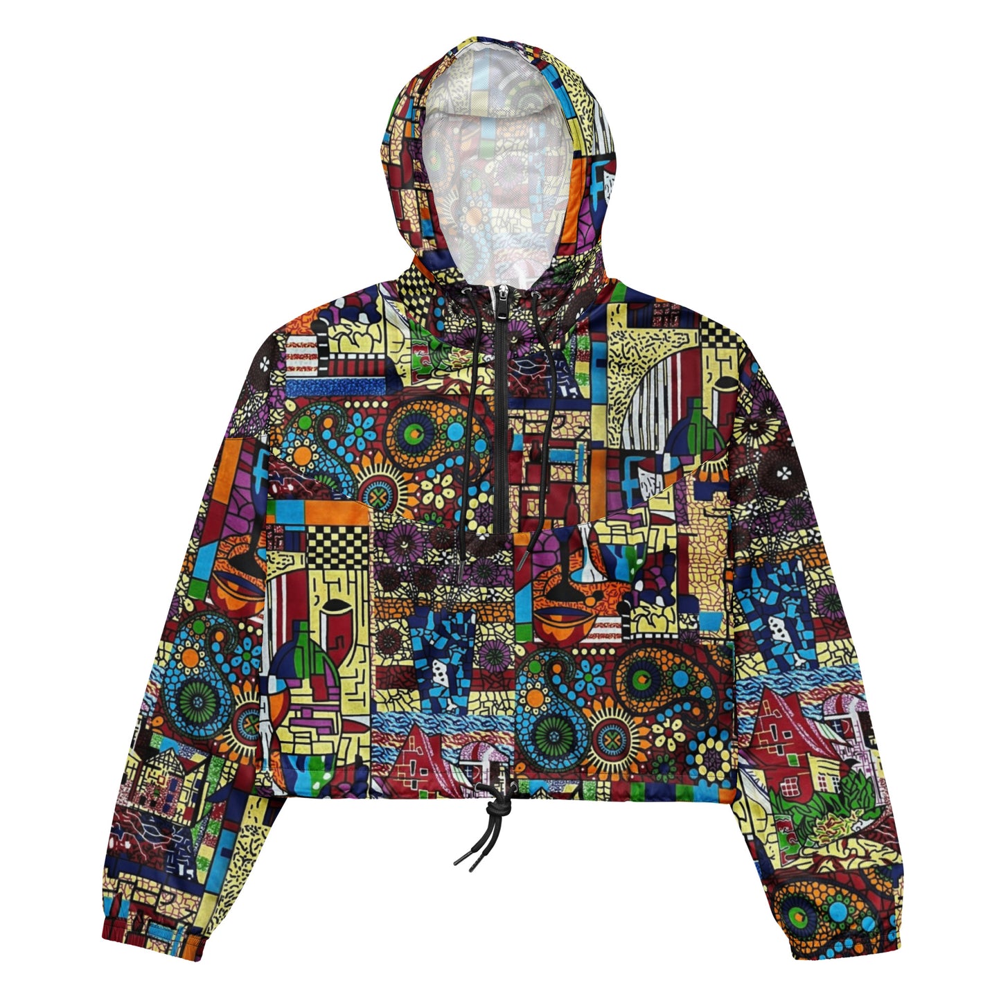 Colourful Artsy Women’s Cropped Windbreaker