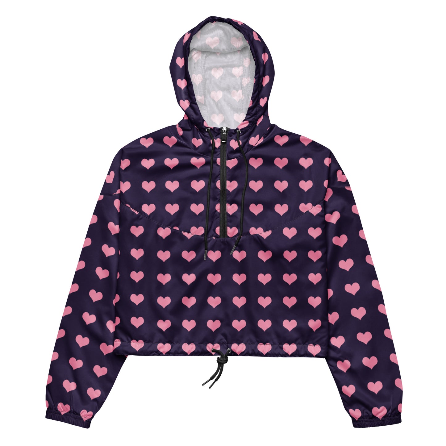 Pink Hearts Women’s Cropped Windbreaker