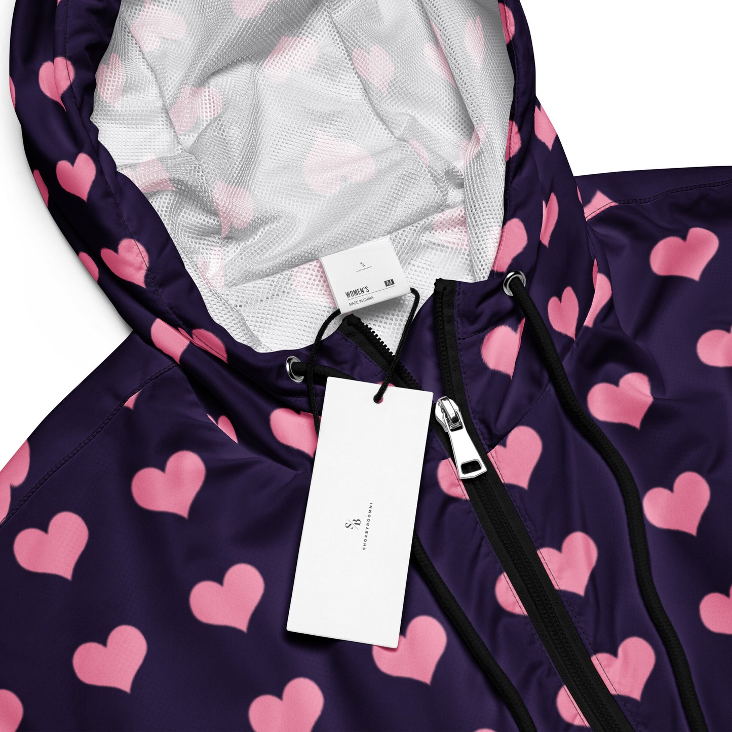 Pink Hearts Women’s Cropped Windbreaker