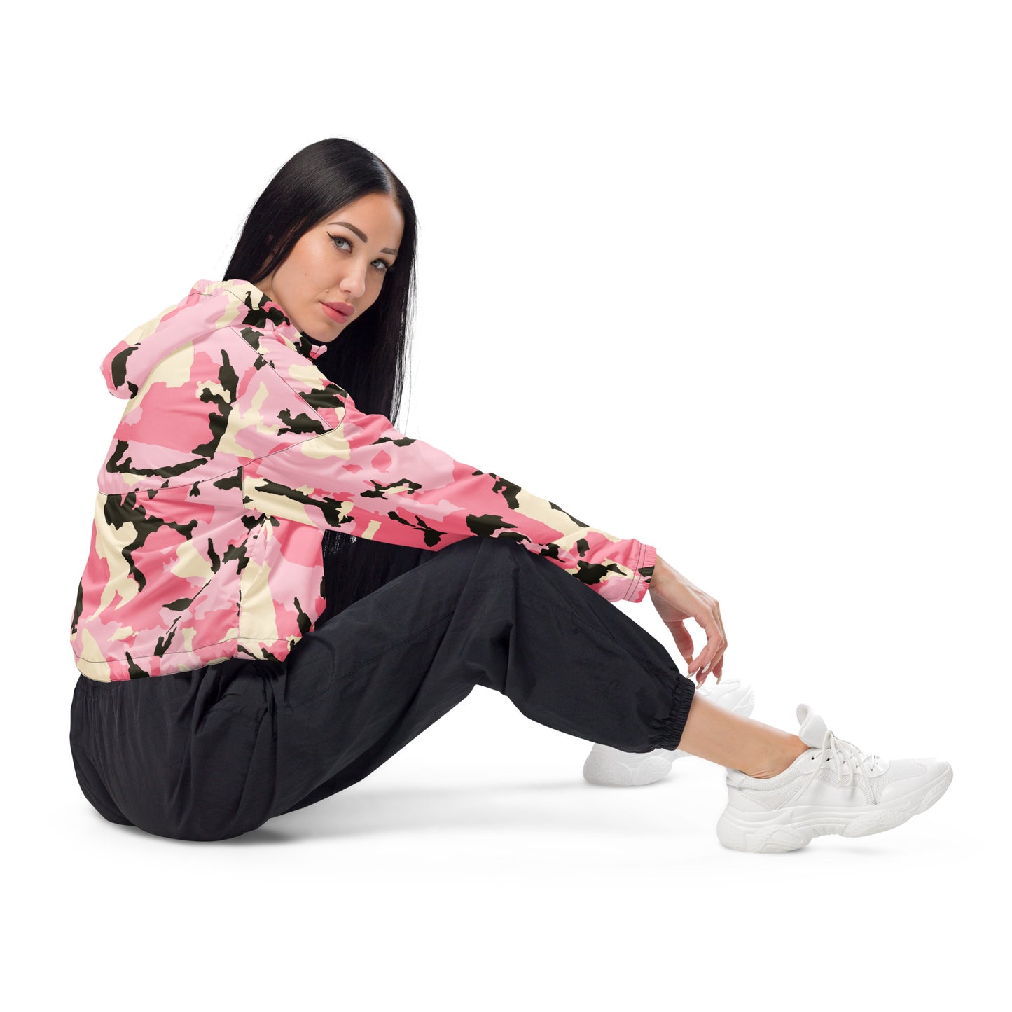 Pink Camo Women’s Cropped Windbreaker