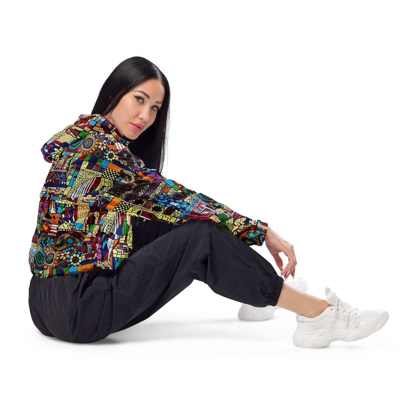 Colourful Artsy Women’s Cropped Windbreaker