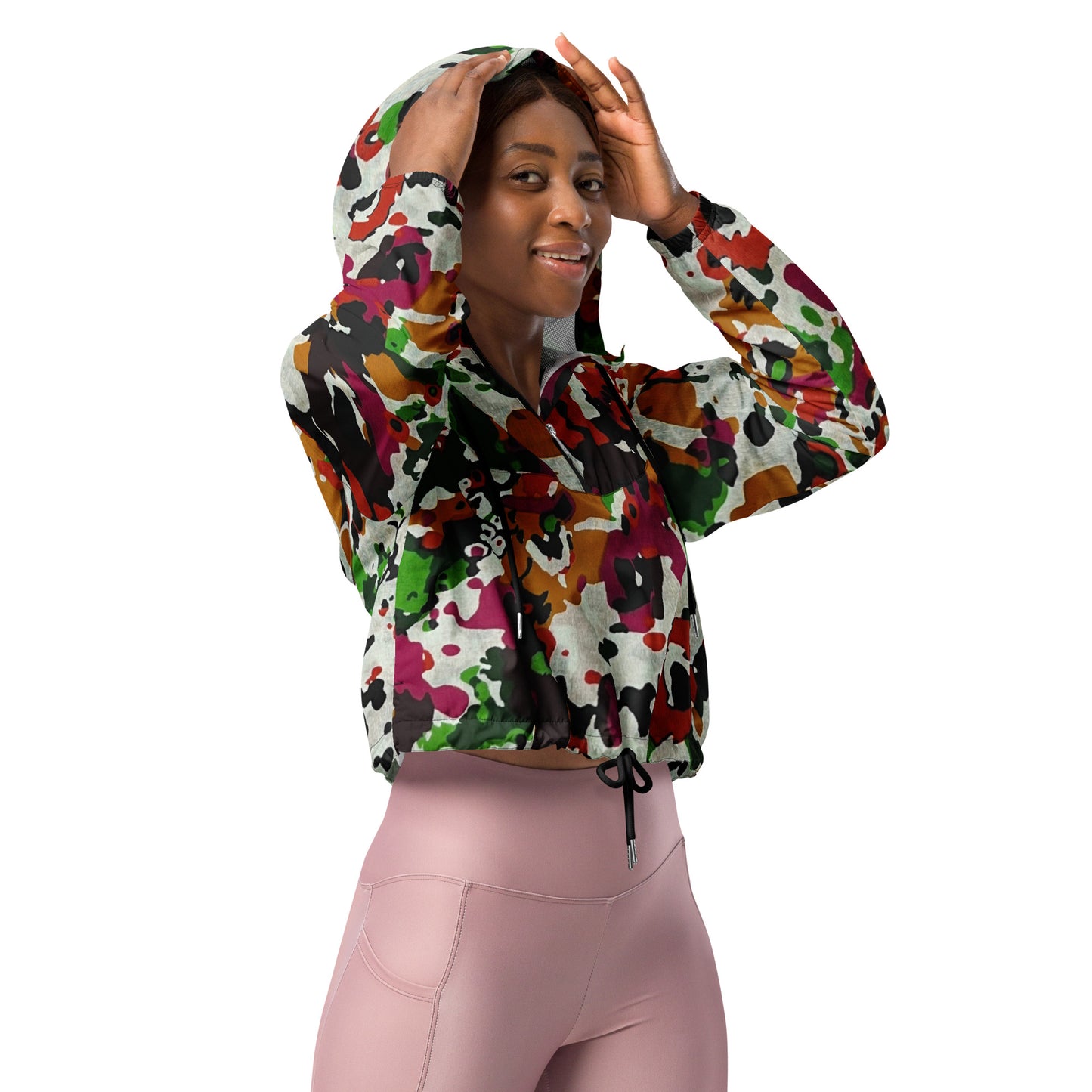 Multicolour Paint Ankara Women’s Cropped Windbreaker