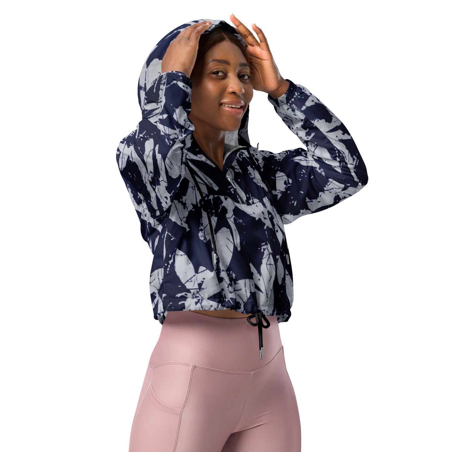 Indigo Adire Women’s Cropped Windbreaker