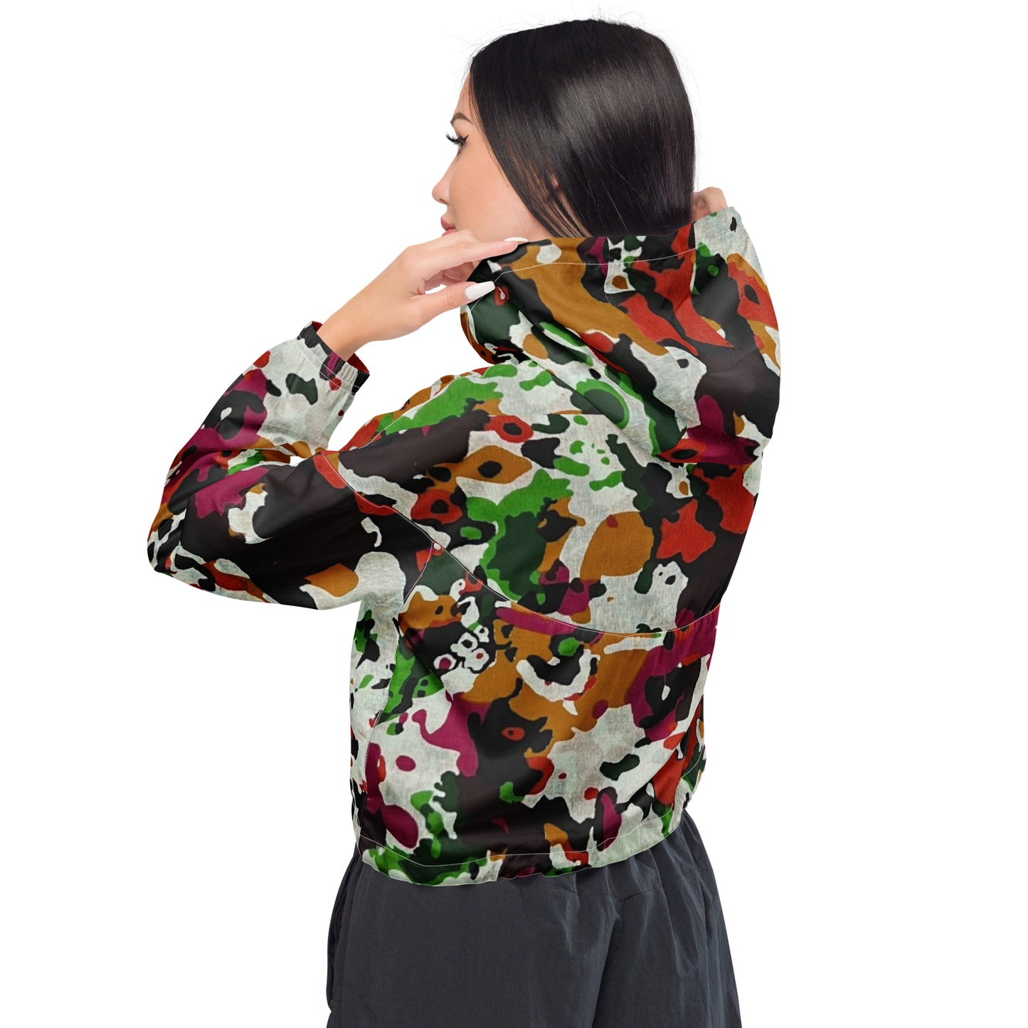 Multicolour Paint Ankara Women’s Cropped Windbreaker