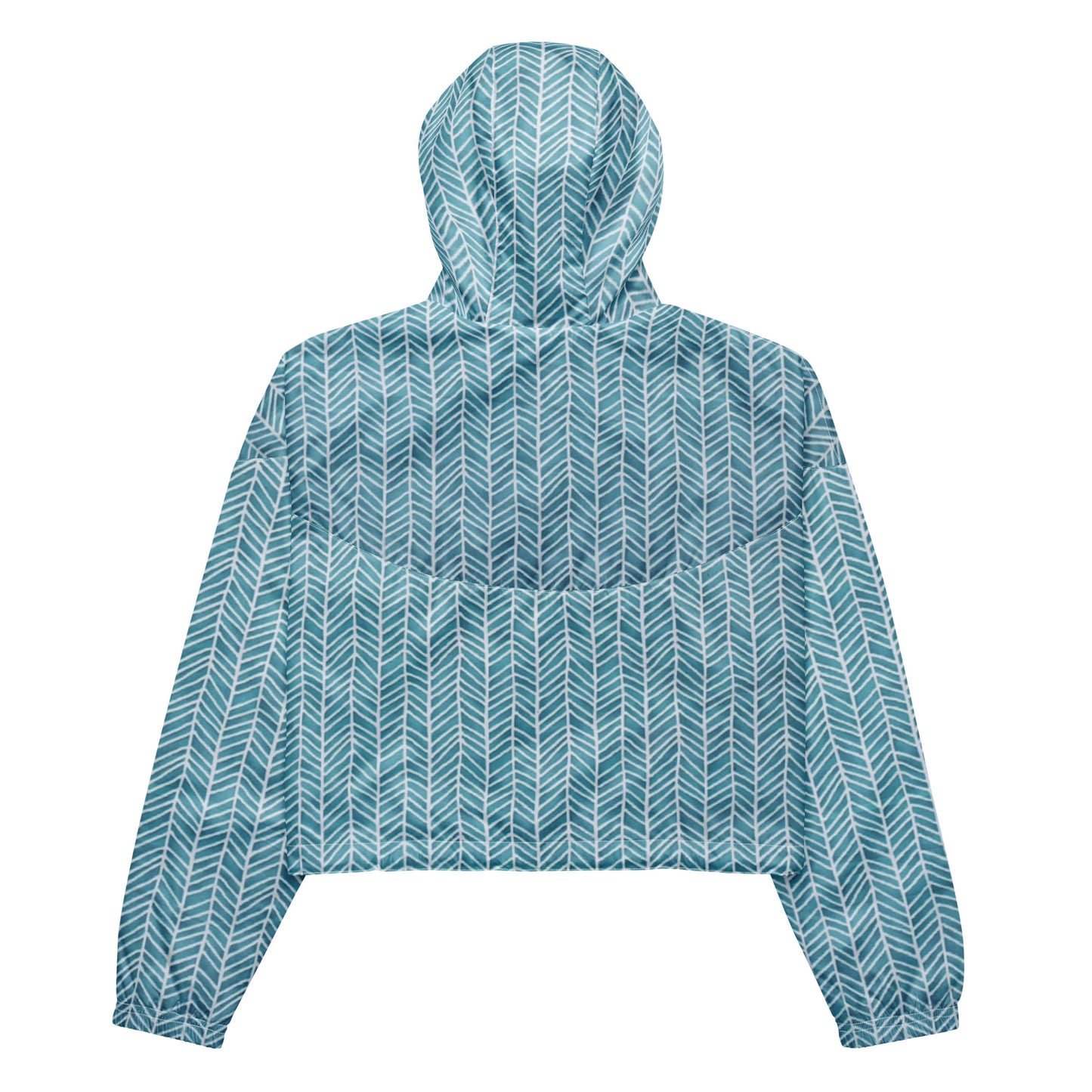 Aqua Chevron Women’s Cropped Windbreaker