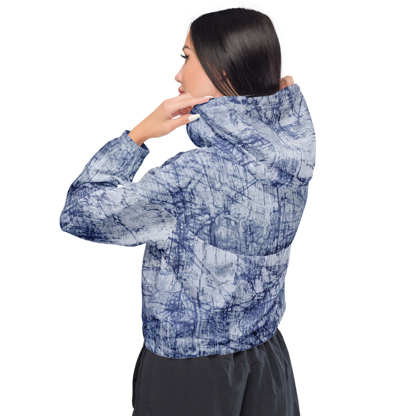 Marble Adire Women’s Cropped Windbreaker