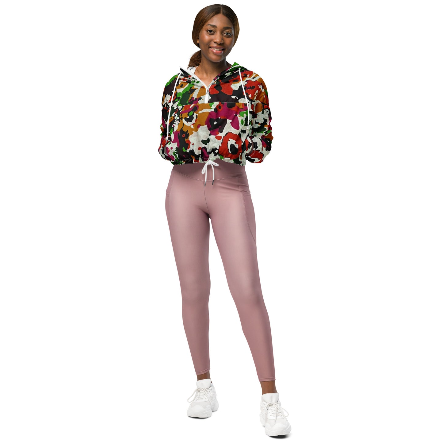 Multicolour Paint Ankara Women’s Cropped Windbreaker