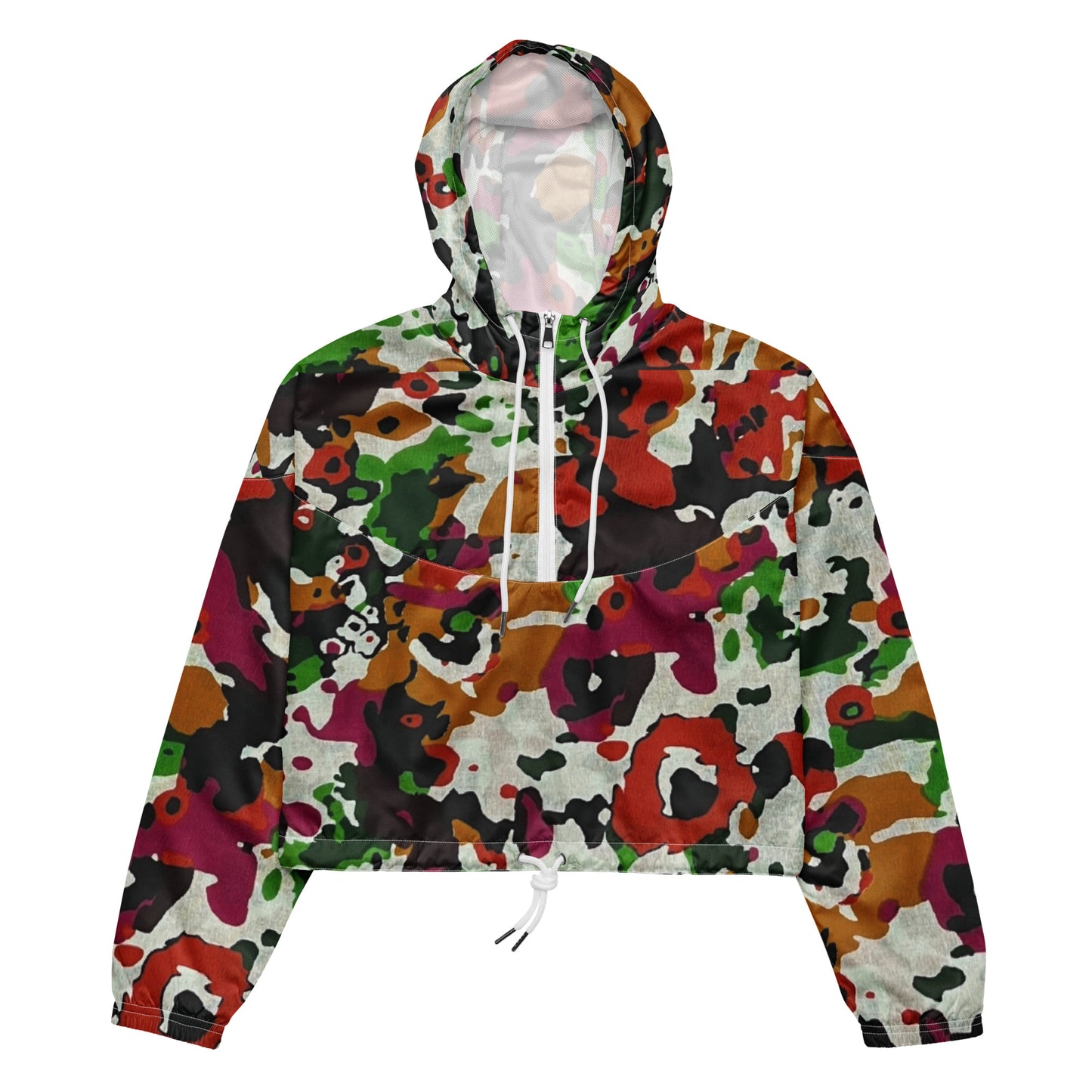 Multicolour Paint Ankara Women’s Cropped Windbreaker