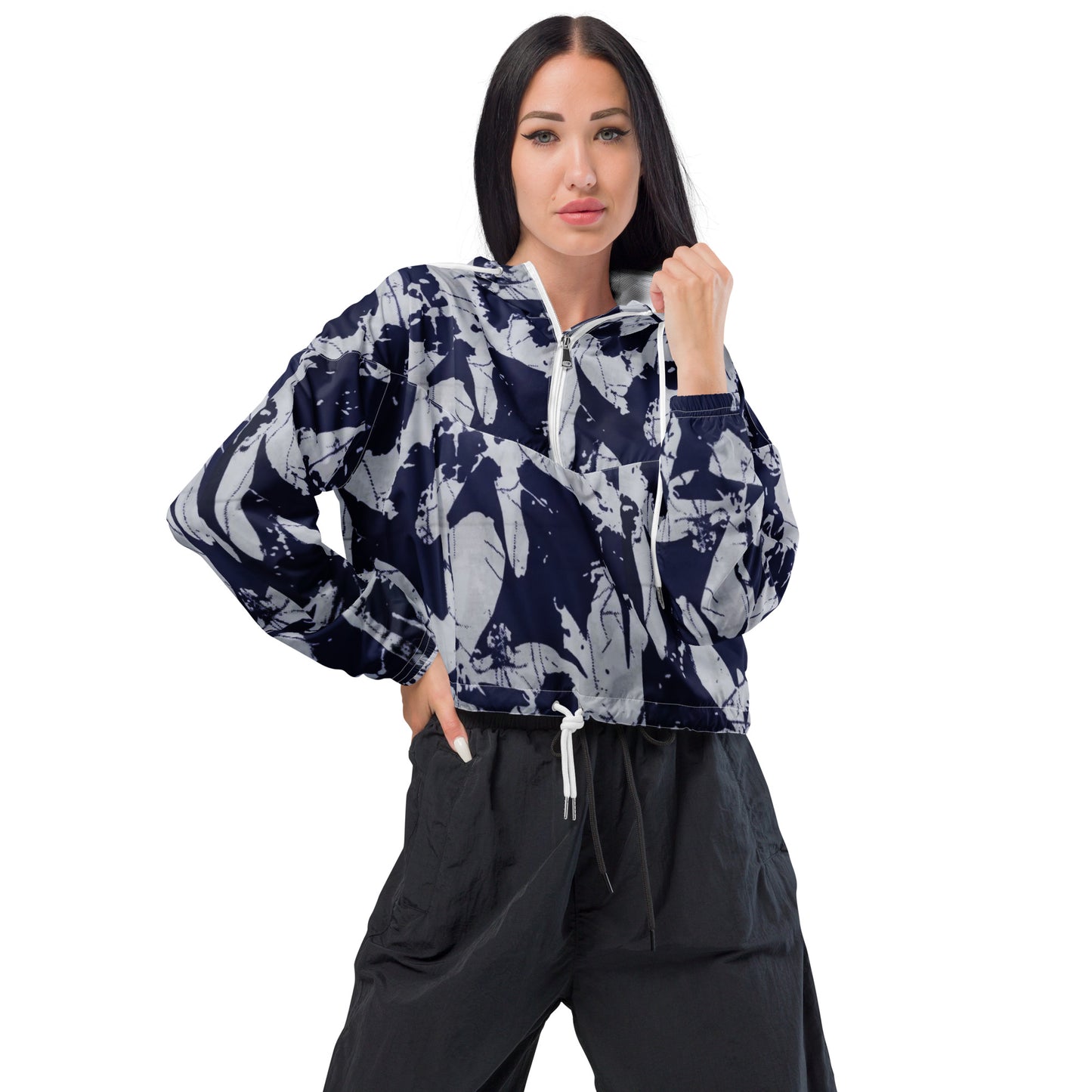 Indigo Adire Women’s Cropped Windbreaker