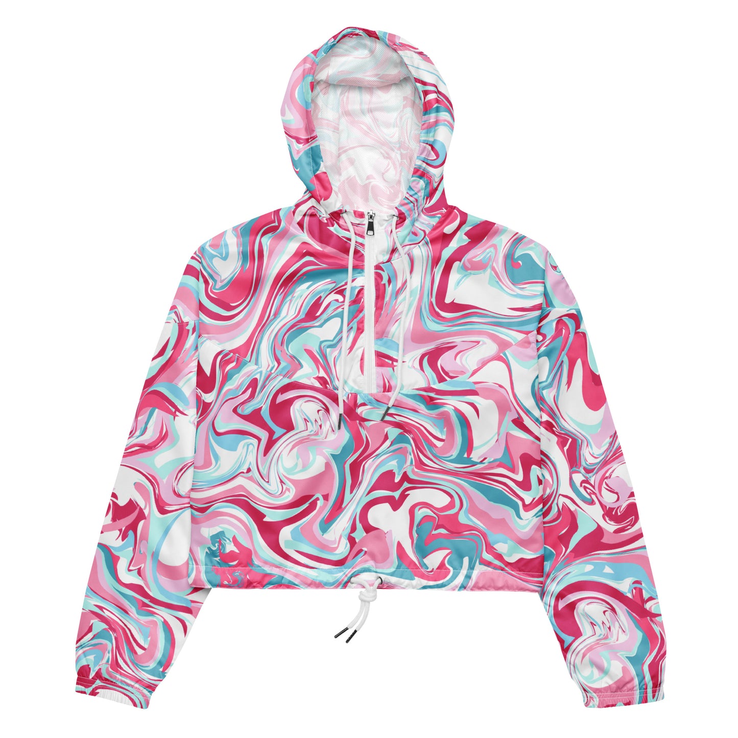 Pink Marble Women’s Cropped Windbreaker