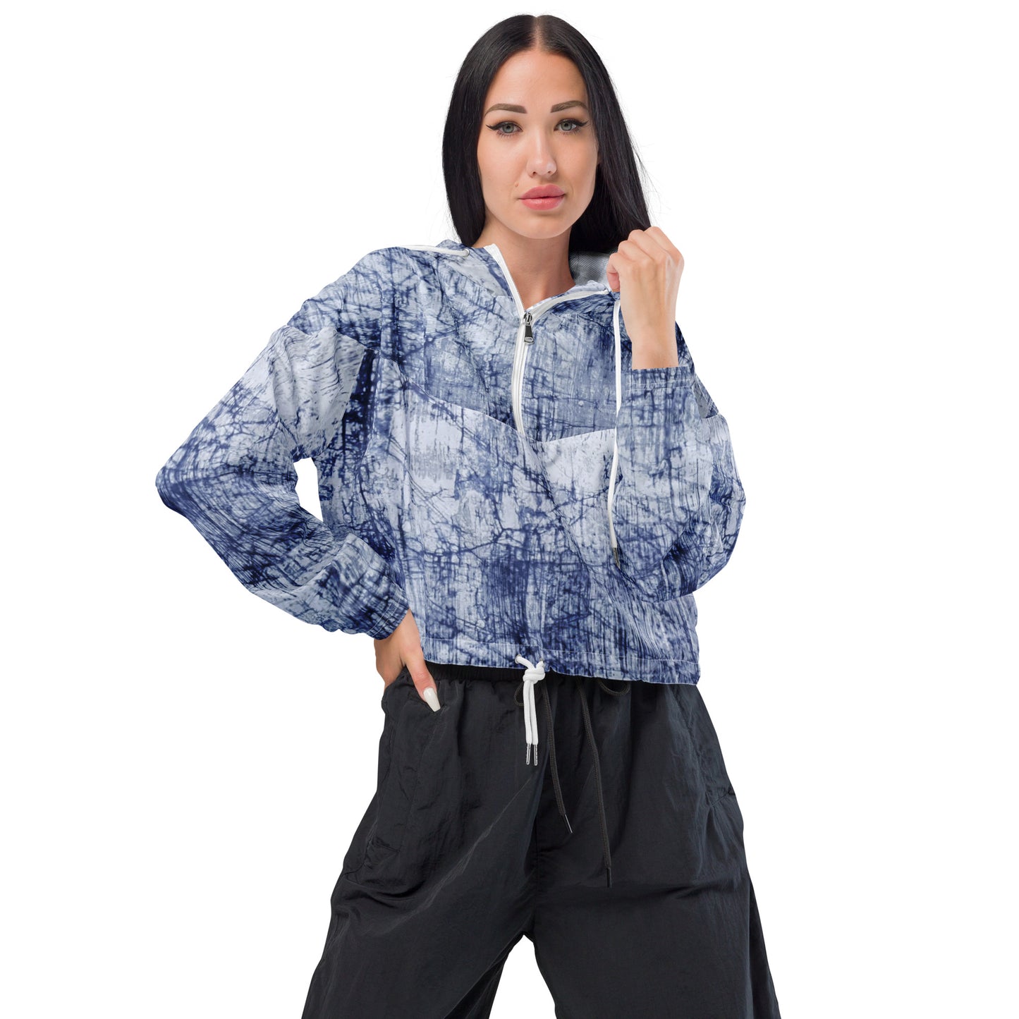 Marble Adire Women’s Cropped Windbreaker