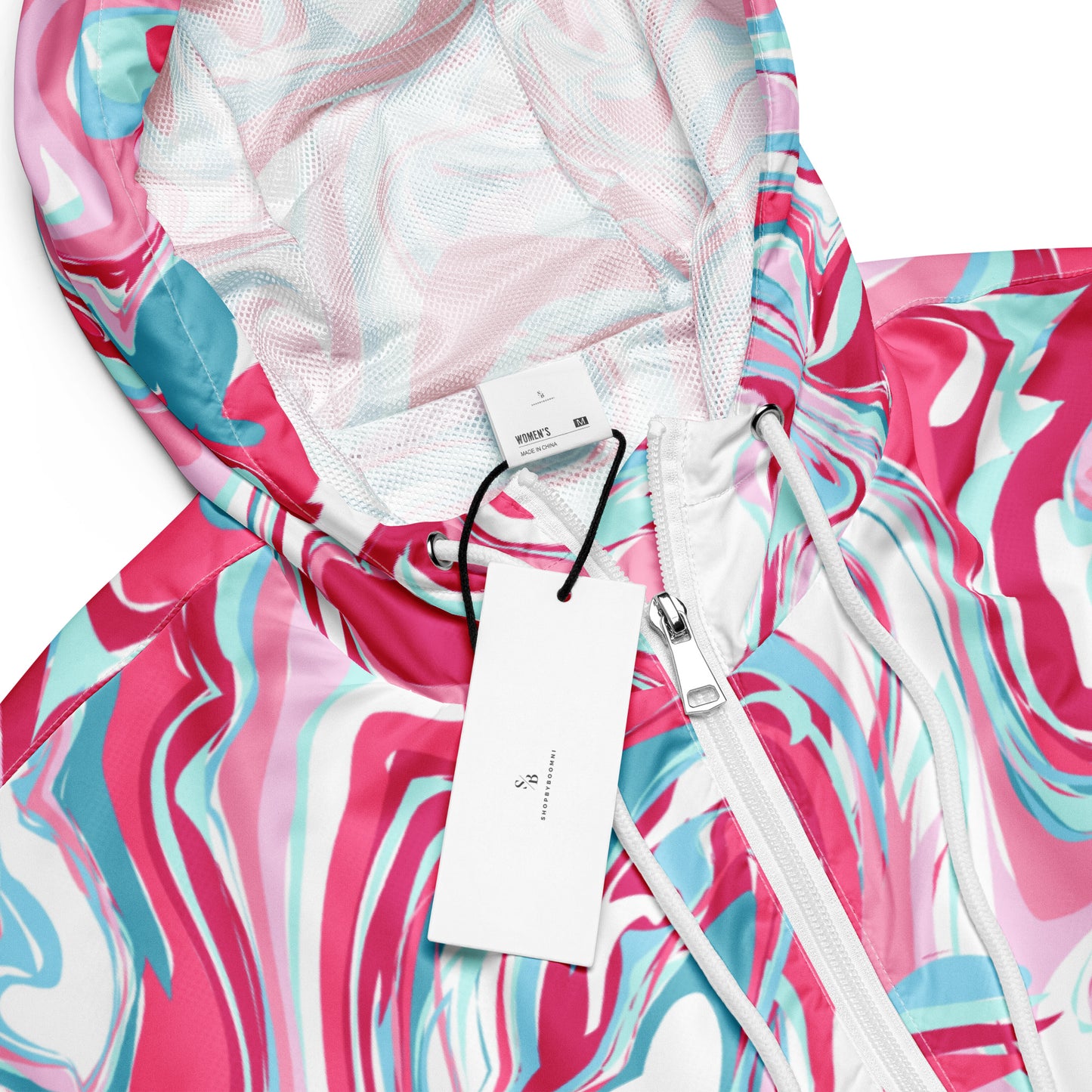 Pink Marble Women’s Cropped Windbreaker