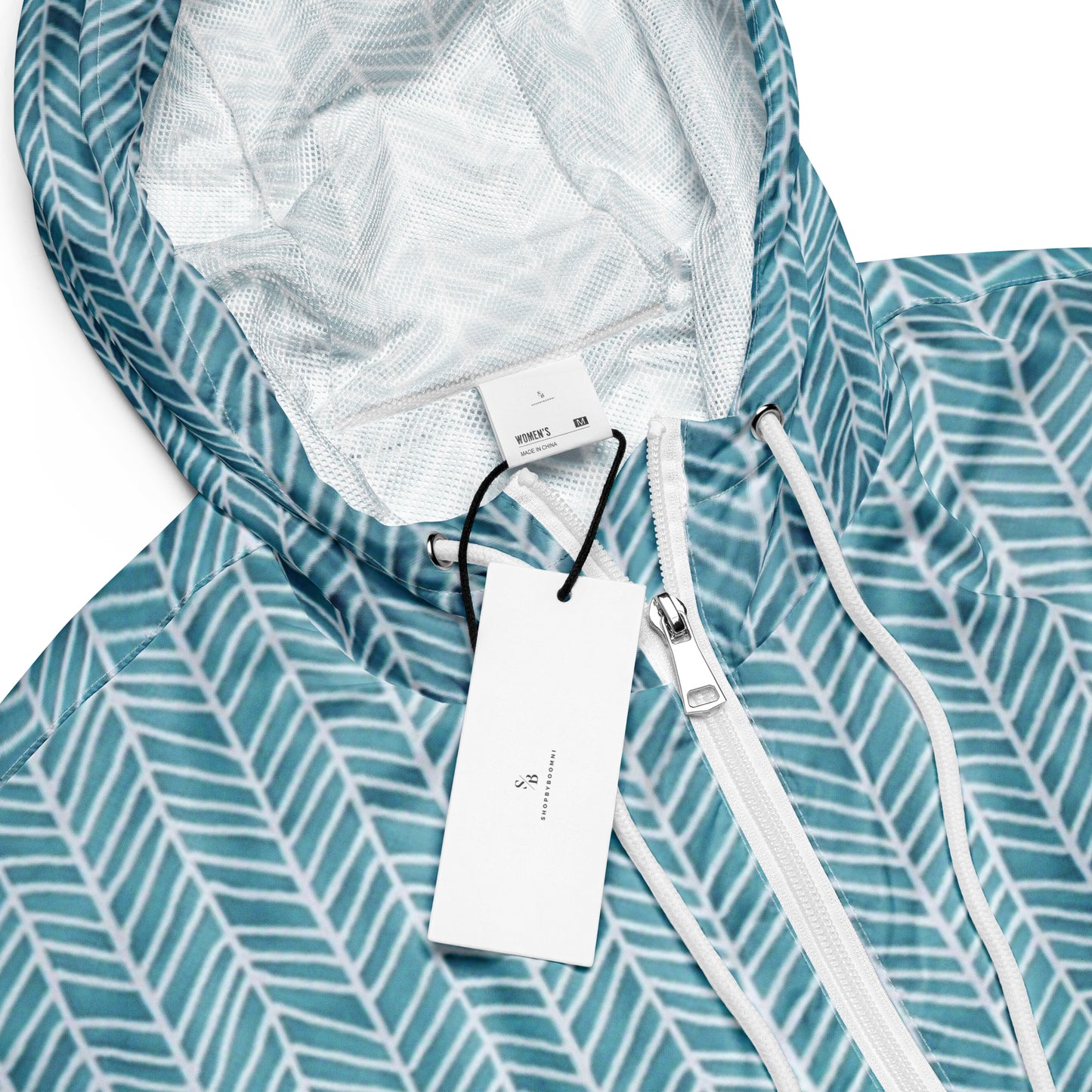 Aqua Chevron Women’s Cropped Windbreaker