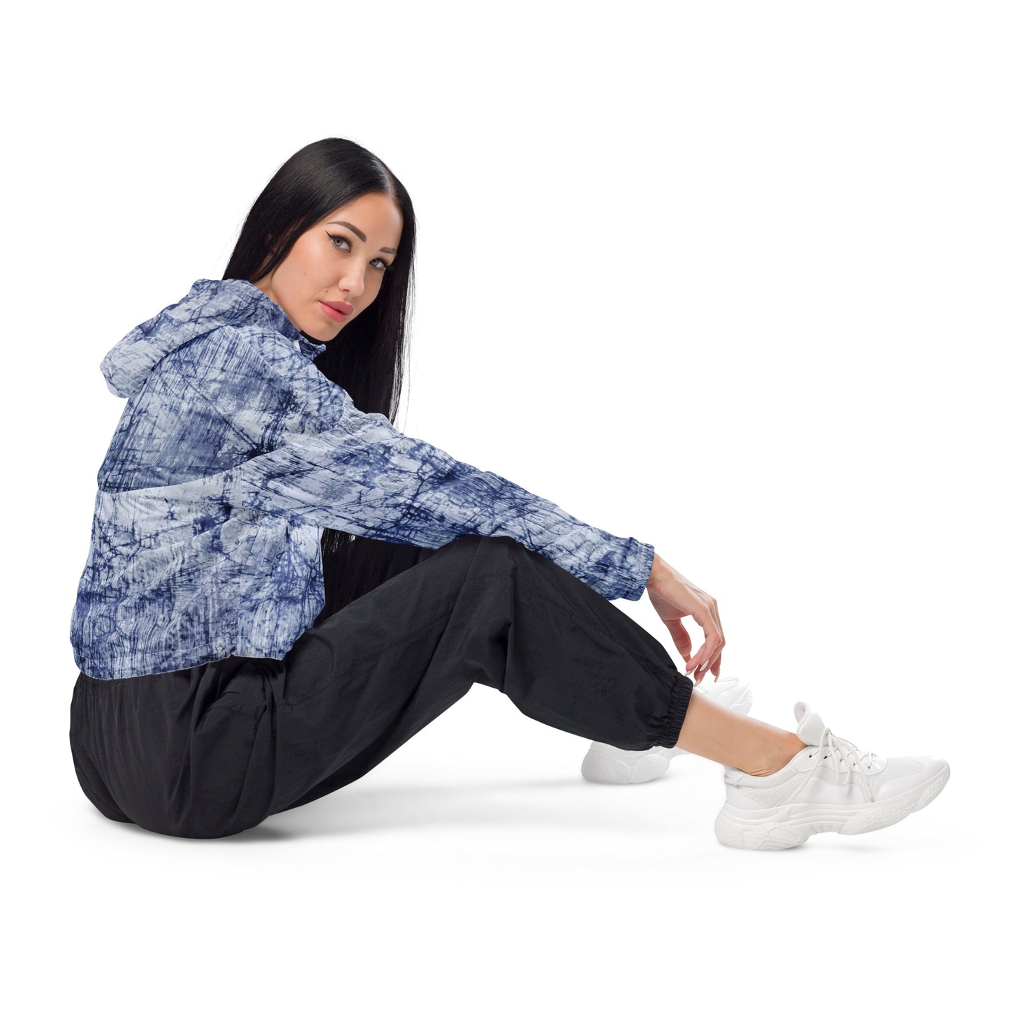 Marble Adire Women’s Cropped Windbreaker