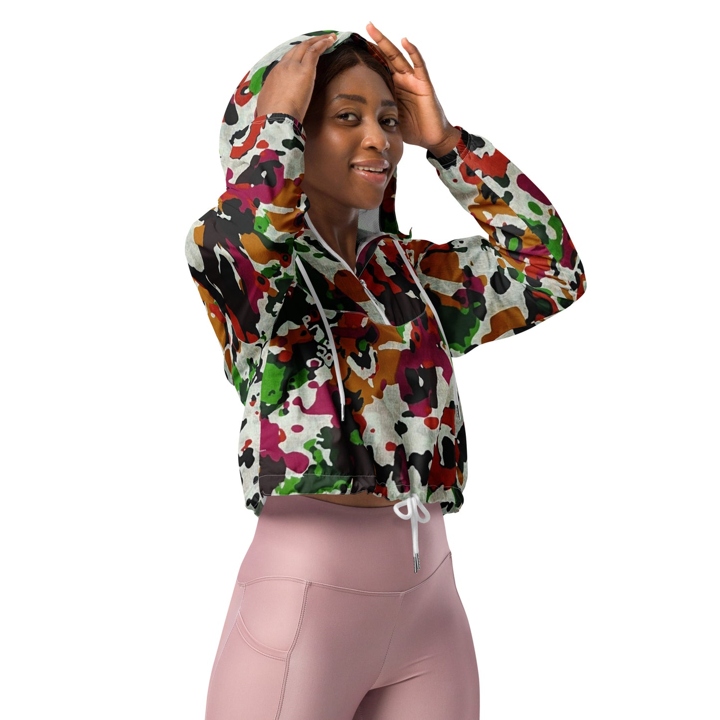 Multicolour Paint Ankara Women’s Cropped Windbreaker