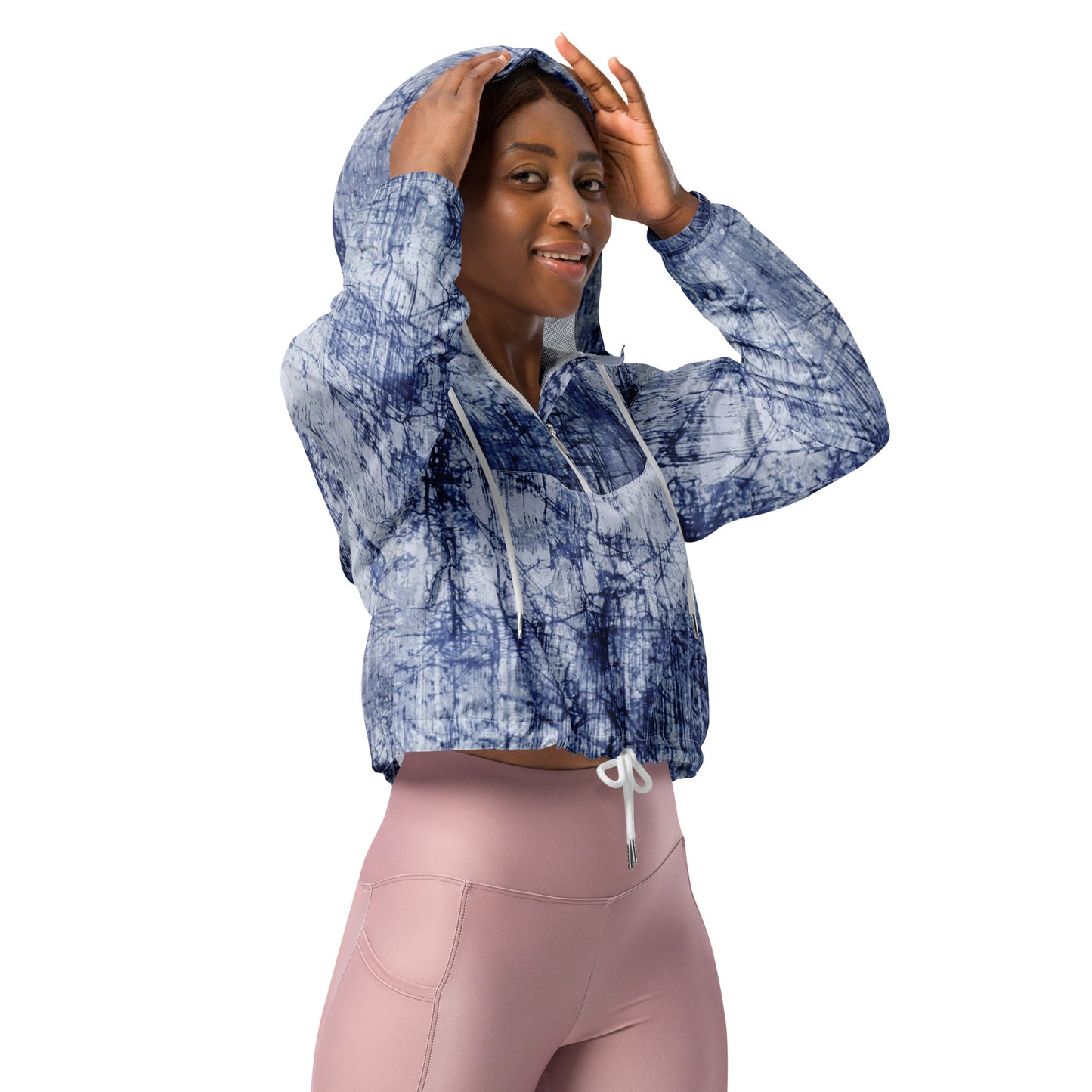 Marble Adire Women’s Cropped Windbreaker