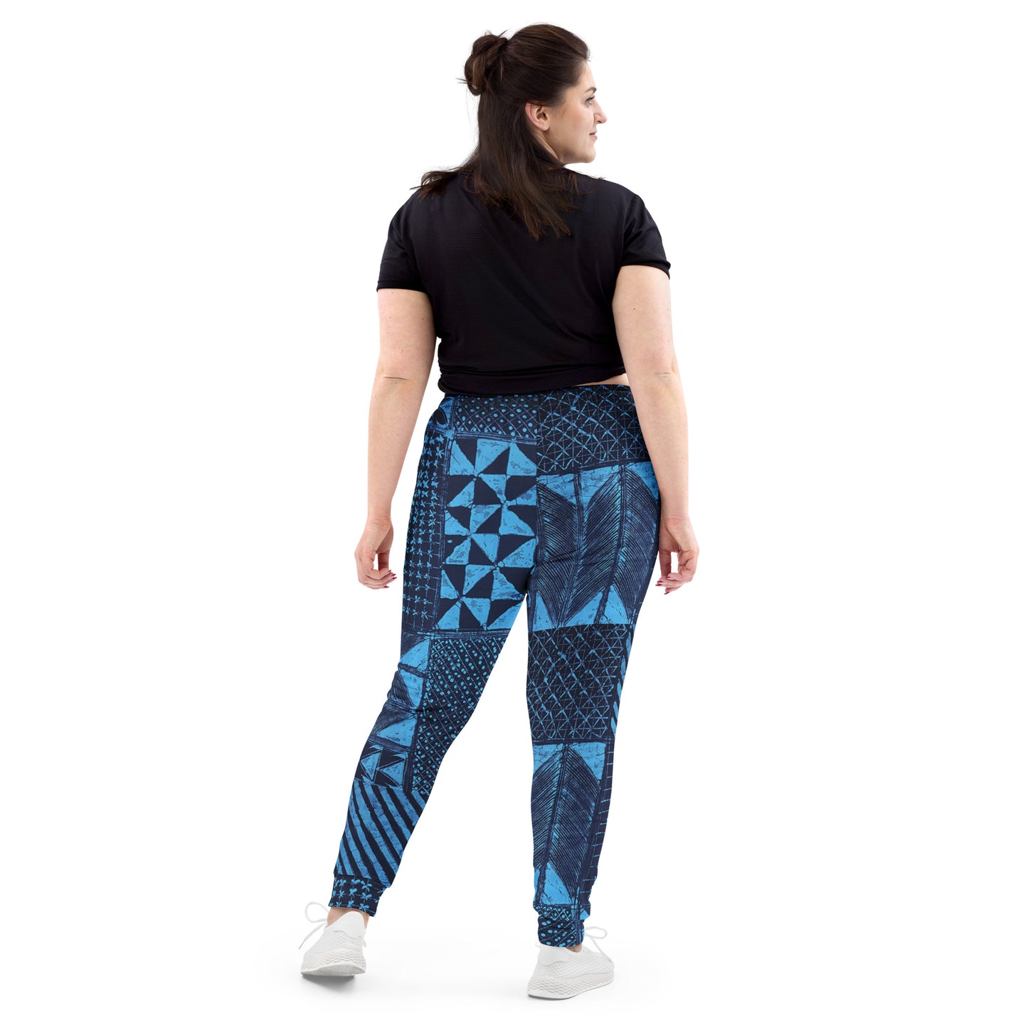 Black And Turquoise Shapes Adire Women's Joggers