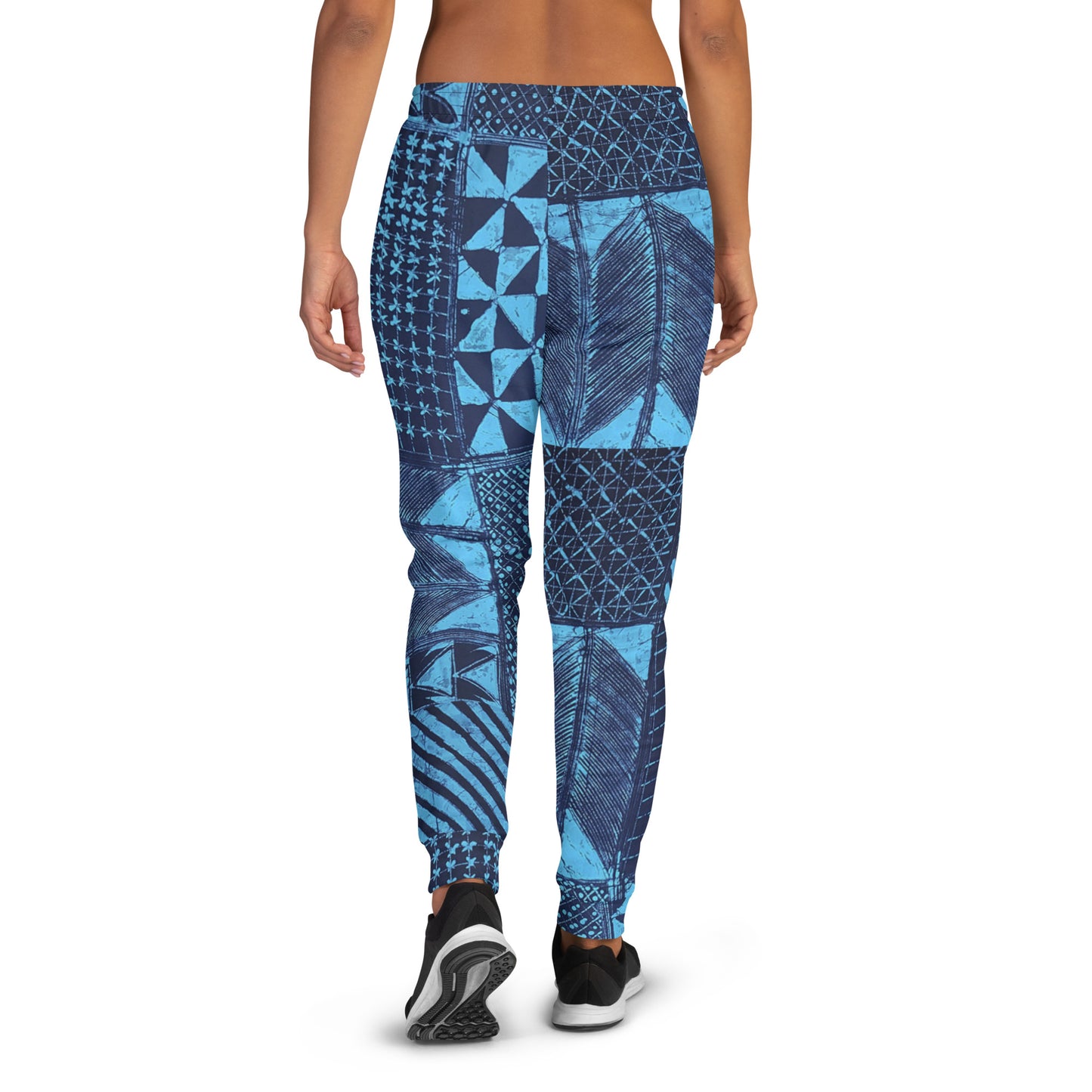 Black And Turquoise Shapes Adire Women's Joggers