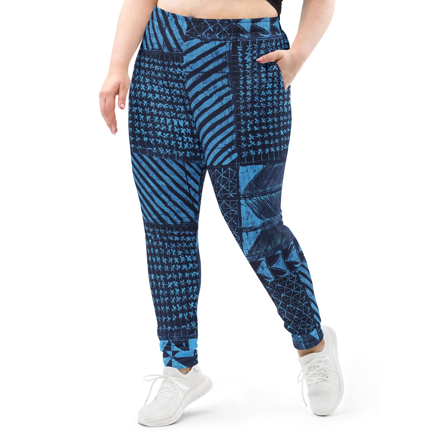 Black And Turquoise Shapes Adire Women's Joggers