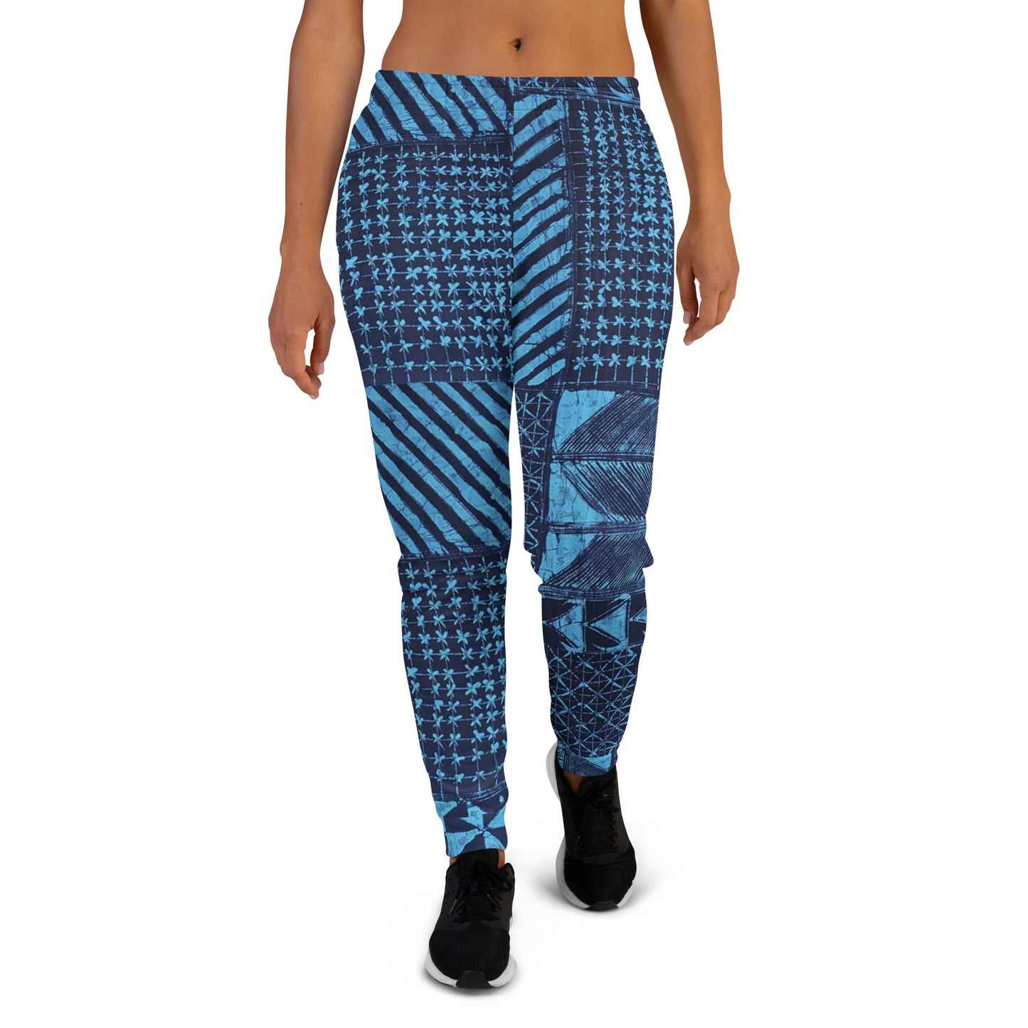 Black And Turquoise Shapes Adire Women's Joggers